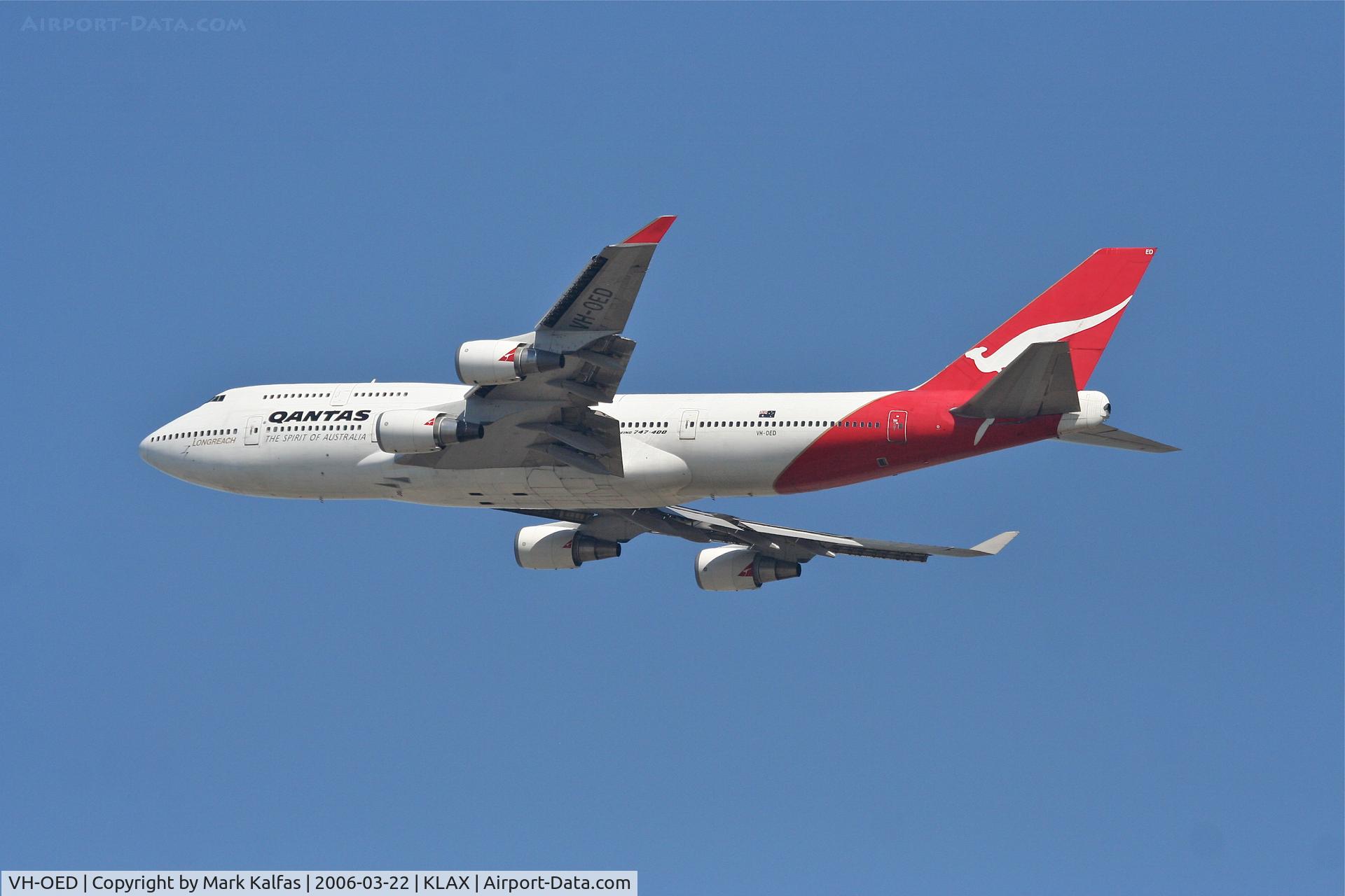 VH-OED, 1991 Boeing 747-4H6 C/N 25126, Qantas Boeing 747-4H6, 24L departure KLAX.