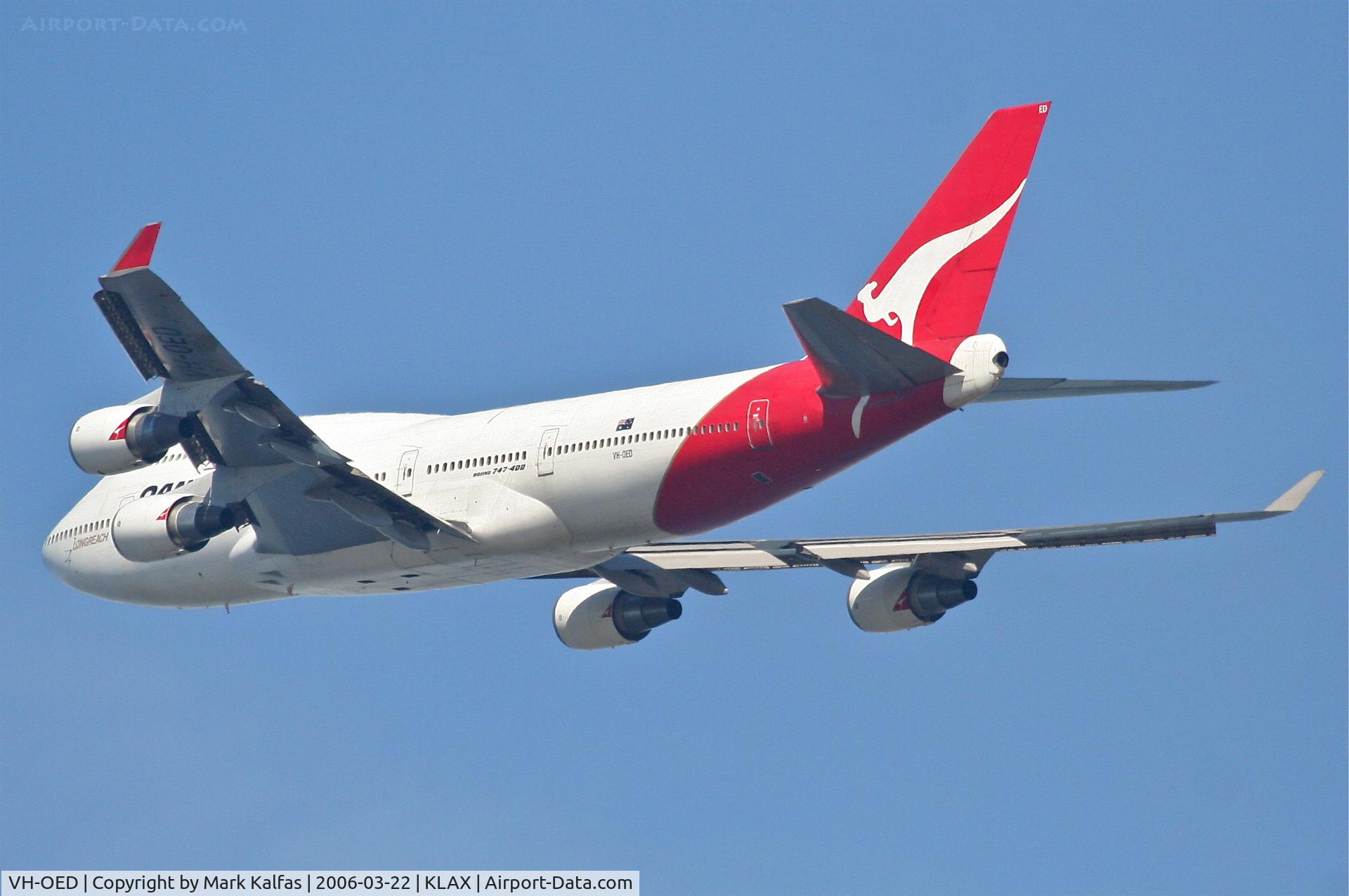 VH-OED, 1991 Boeing 747-4H6 C/N 25126, Qantas Boeing 747-4H6, 24L departure KLAX.