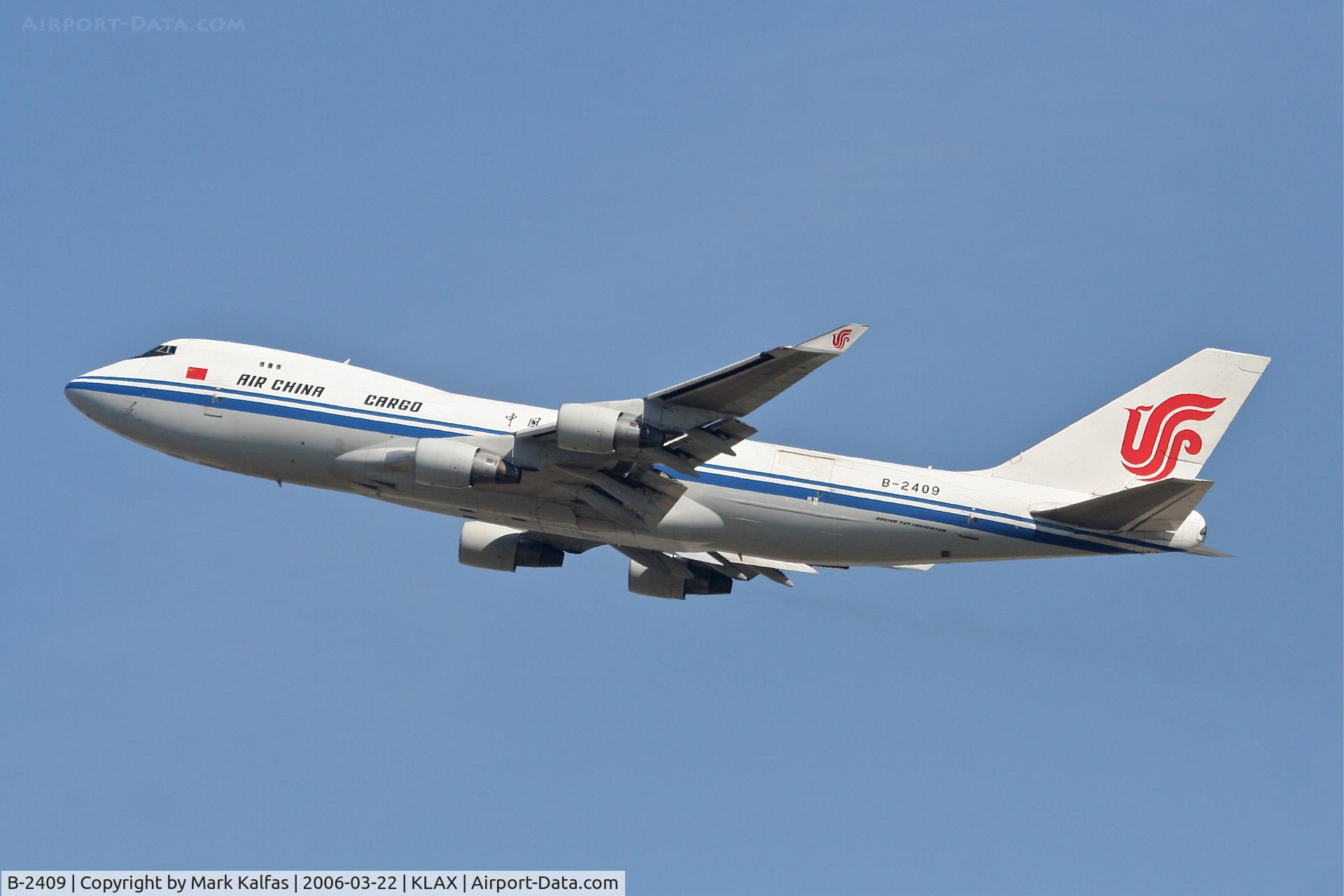 B-2409, Boeing 747-412F/SCD C/N 26560, Air China Cargo Boeing 747-412F, 25L departure KLAX.