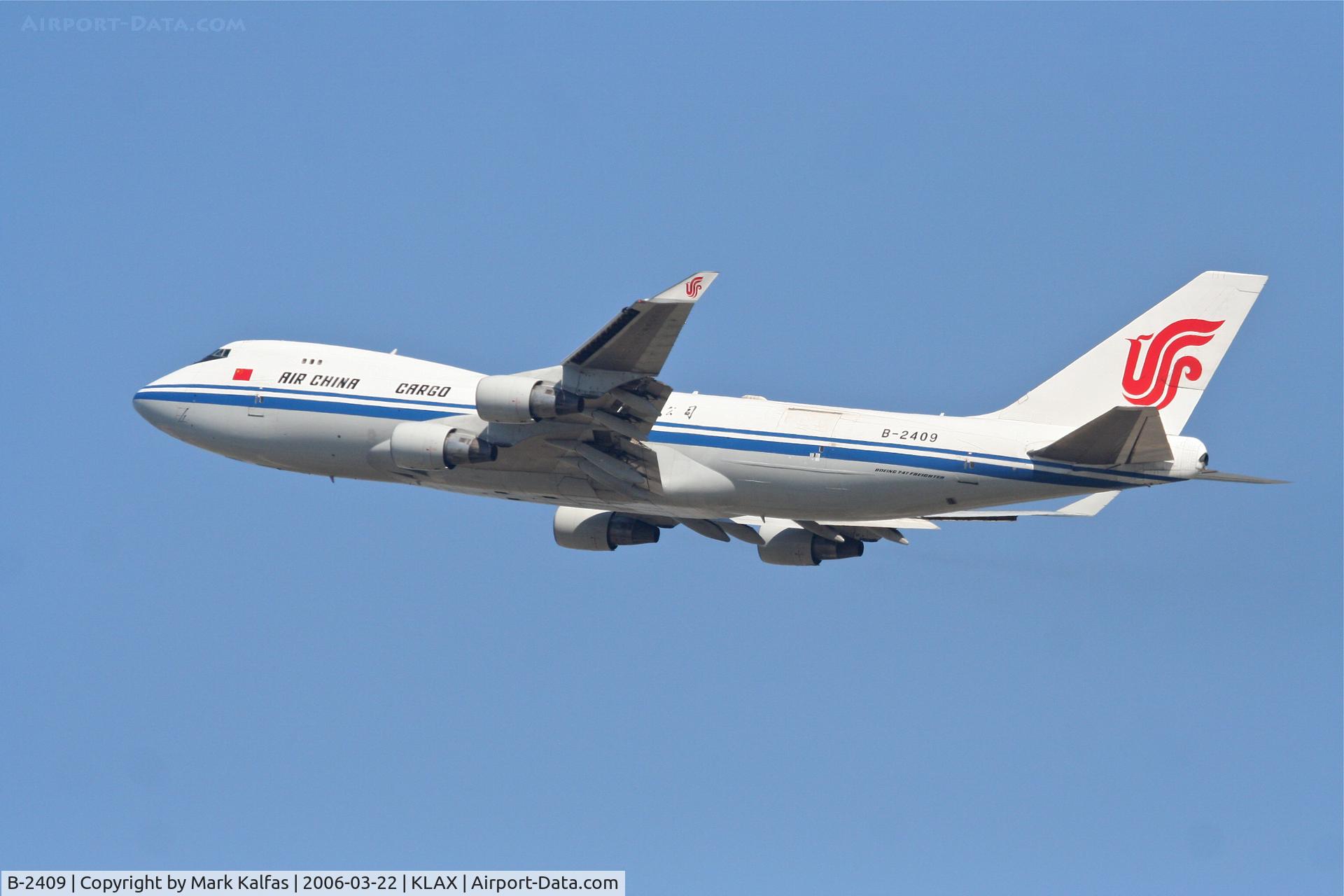 B-2409, Boeing 747-412F/SCD C/N 26560, Air China Cargo Boeing 747-412F, 25L departure KLAX.