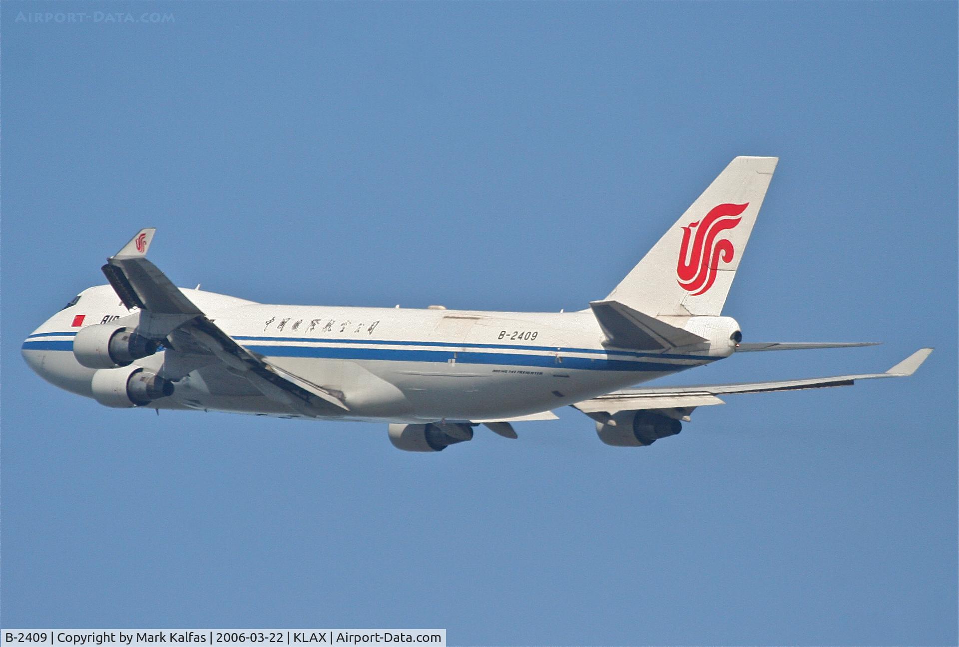 B-2409, Boeing 747-412F/SCD C/N 26560, Air China Cargo Boeing 747-412F, 25L departure KLAX.