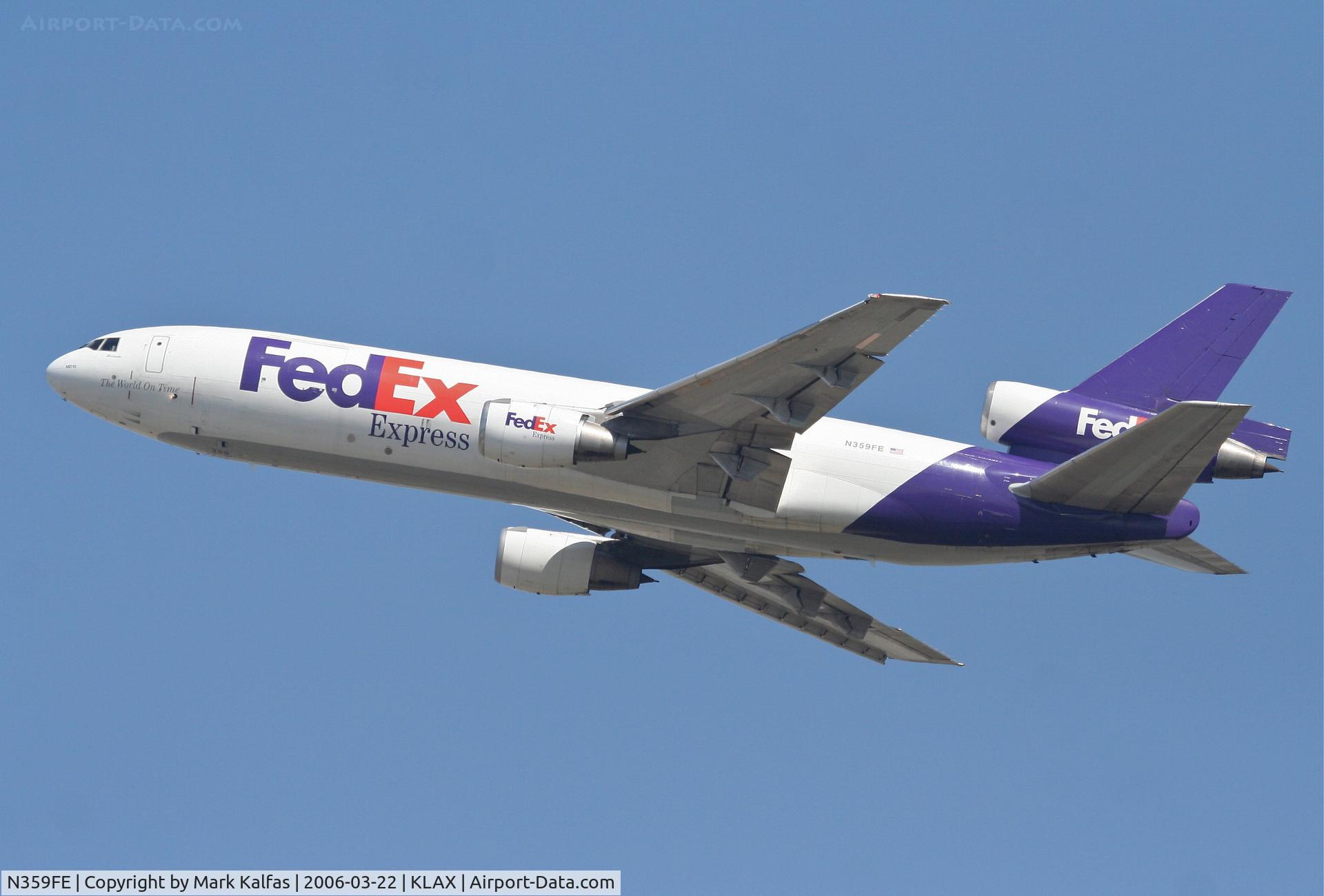 N359FE, 1980 McDonnell Douglas MD-10-10F C/N 46635, FEdEX MD-10-10F, 25L departure KLAX.