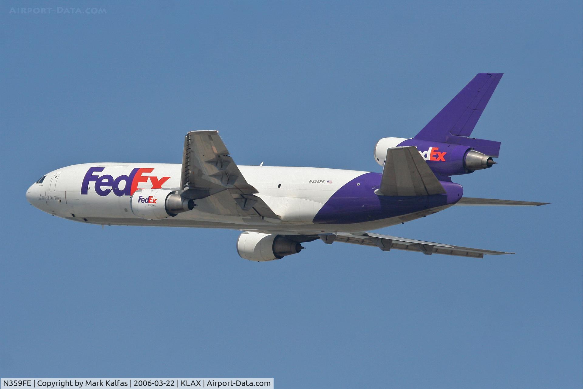 N359FE, 1980 McDonnell Douglas MD-10-10F C/N 46635, FEDEX MD-10-10F, 25L departure KLAX.