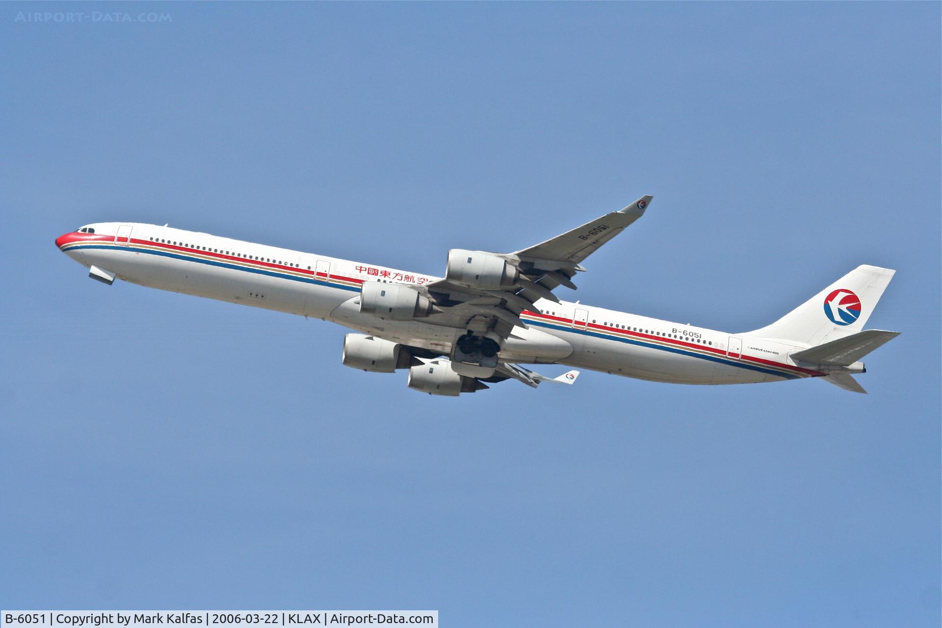 B-6051, 2003 Airbus A340-642 C/N 488, China Eastern A340-642 , 25R departure KLAX.