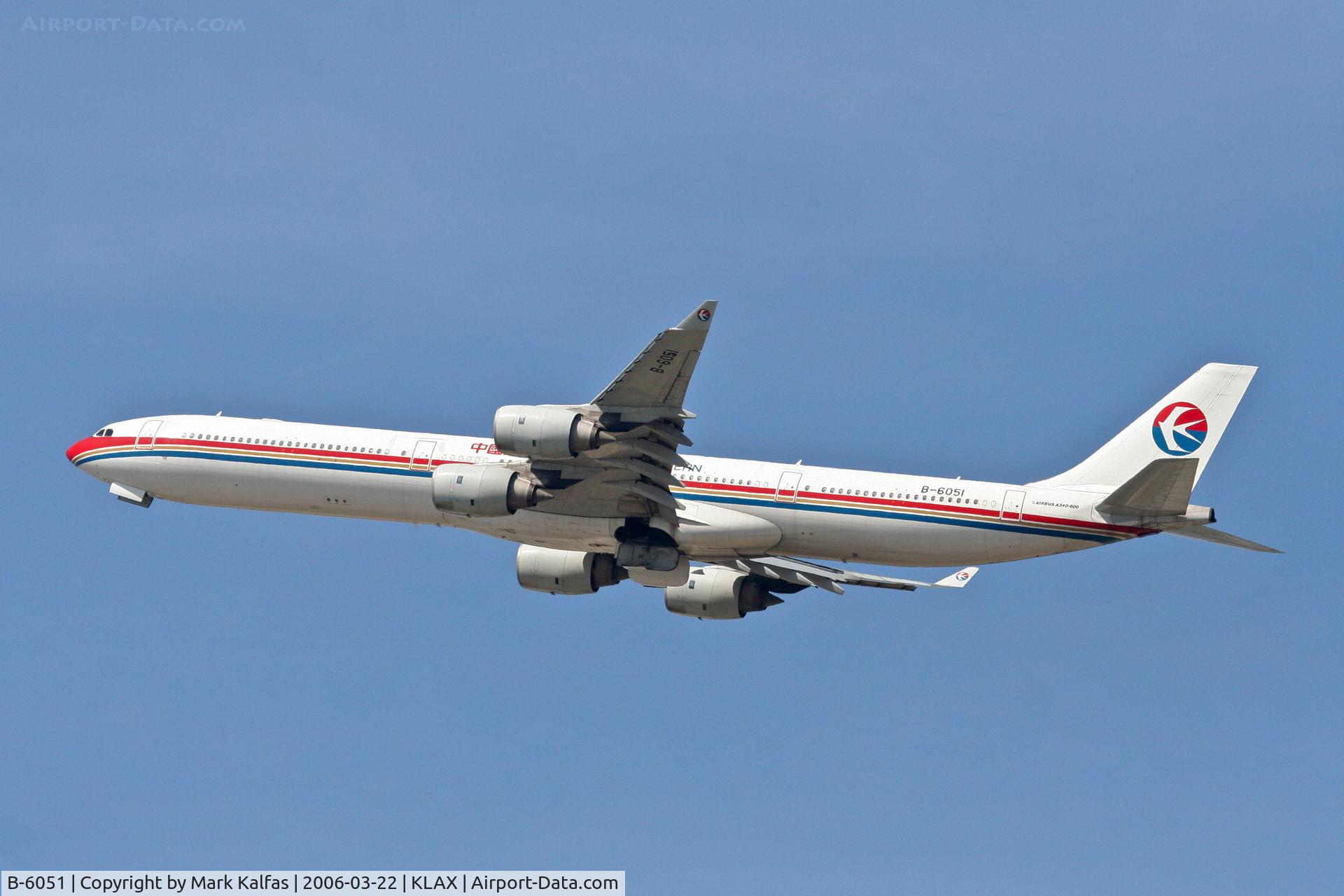 B-6051, 2003 Airbus A340-642 C/N 488, China Eastern A340-642 , 25R departure KLAX.