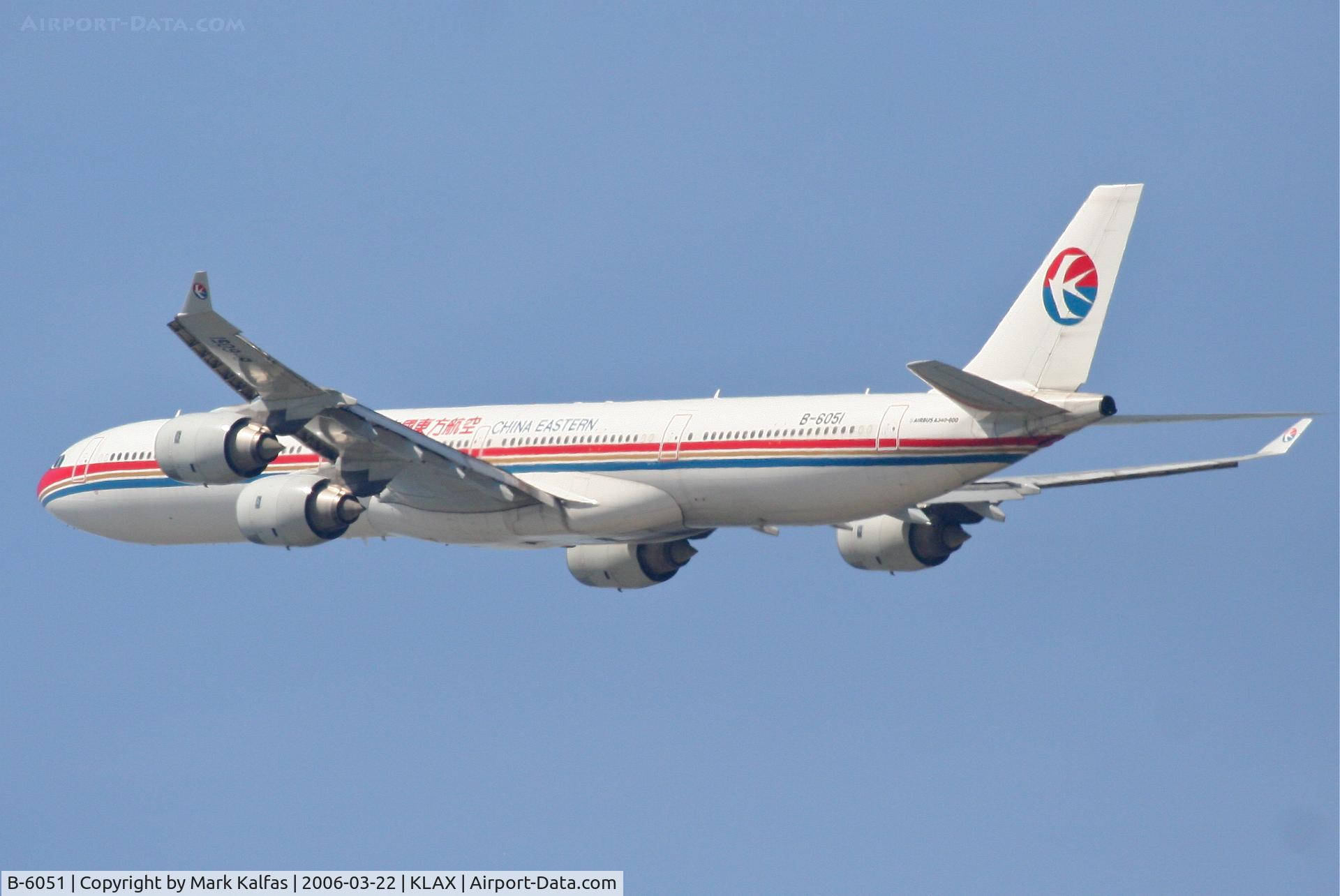 B-6051, 2003 Airbus A340-642 C/N 488, China Eastern A340-642 , 25R departure KLAX.