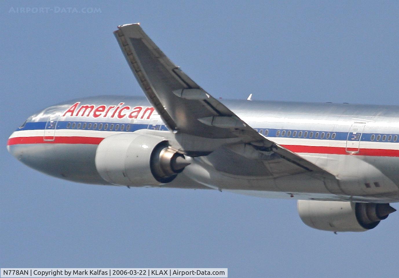 N778AN, 1999 Boeing 777-223 C/N 29587, American Airlines Boeing 777-223, 25R departure KLAX.