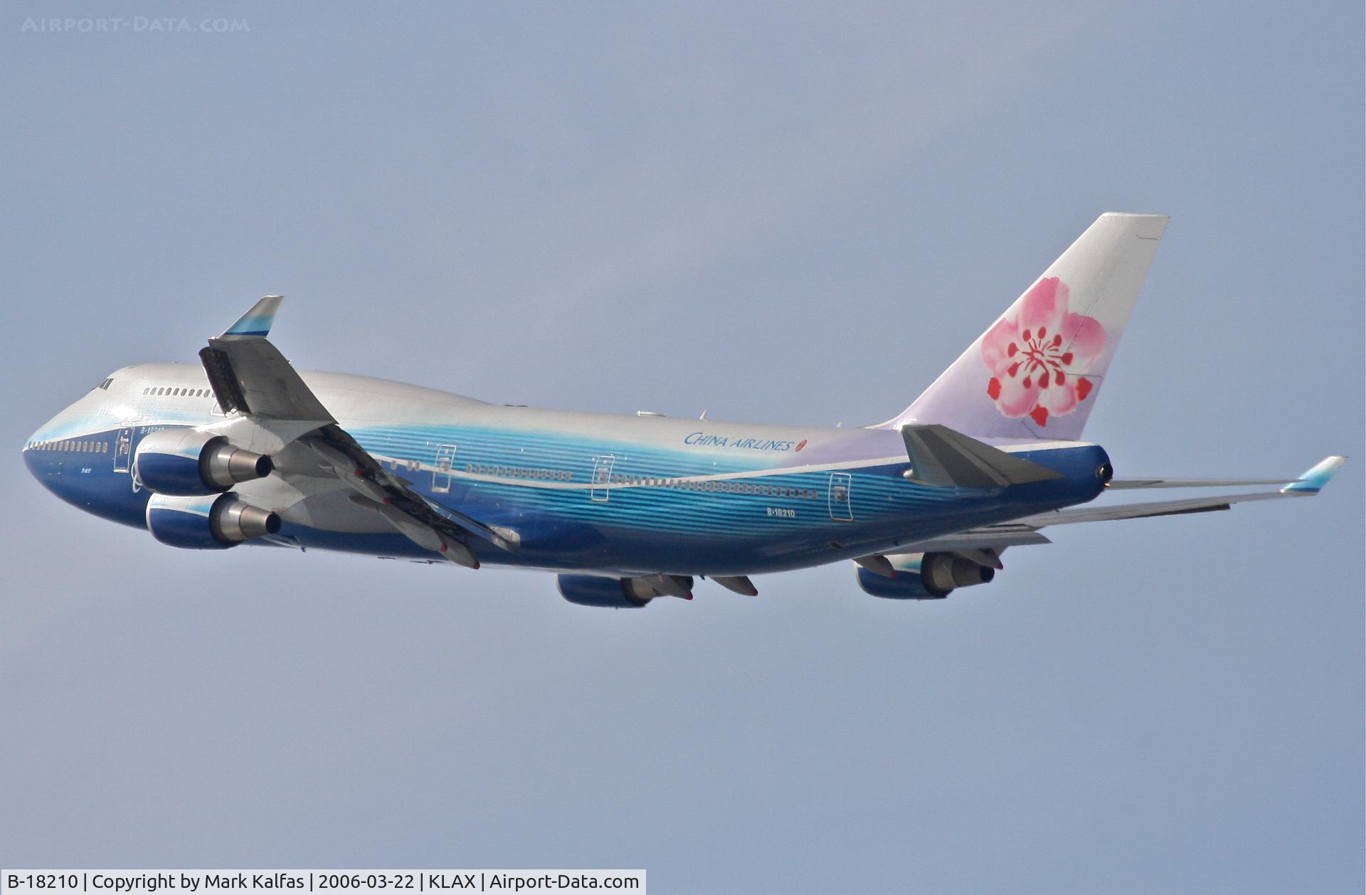B-18210, 2004 Boeing 747-409 C/N 33734, China Airlines Boeing 747-409, 25R departure KLAX.