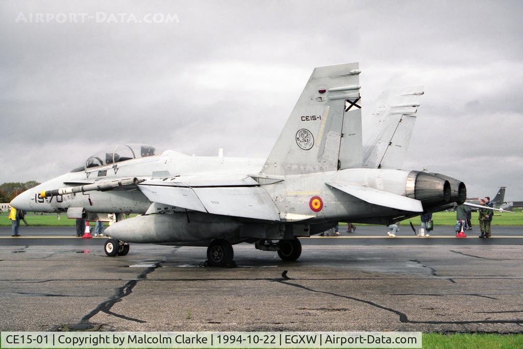 CE15-01, 1985 McDonnell Douglas EF-18BM Hornet C/N 0371/B060, McDonnell Douglas EF/A-18B Hornet at RAF Waddington's Photoshoot in 1994.