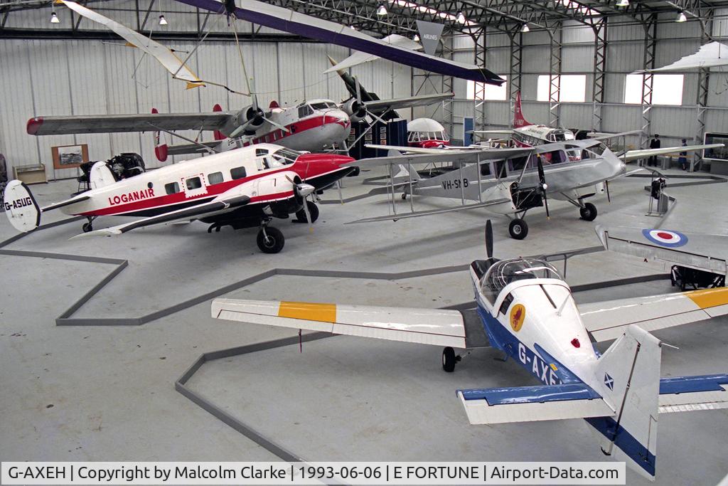 G-AXEH, Scottish Aviation B125 Bulldog 1 C/N B125/001, Scottish Aviation (Beagle) B125 Bulldog 1 at The Museum of Flight, East Fortune in 1993. The Bulldog prototype, built by Beagle at Shoreham and first flown in May 1969