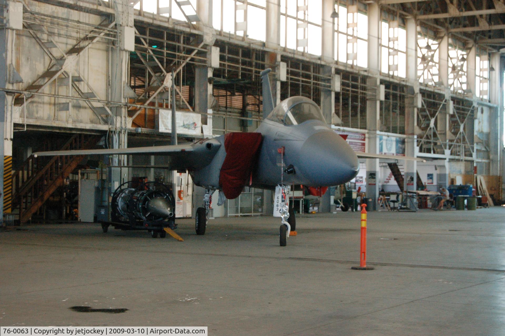 76-0063, 1976 McDonnell Douglas F-15A Eagle C/N 0249/A215, F15A Eagle under restoration in hanger 67 (with the Tomcat)