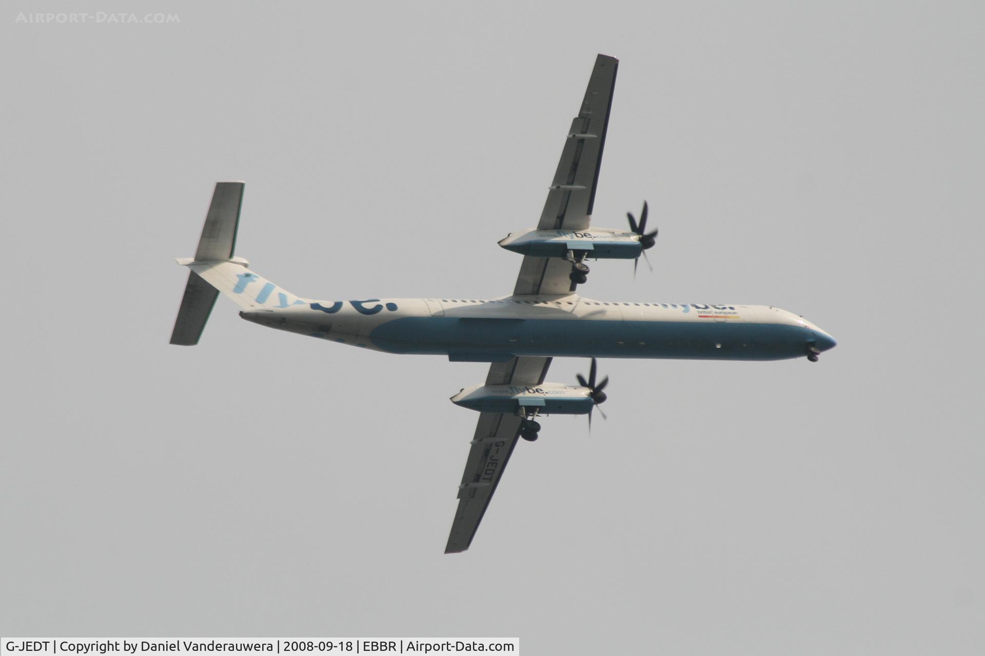 G-JEDT, 2003 De Havilland Canada DHC-8-402Q Dash 8 C/N 4088, On approach to RWY 07L