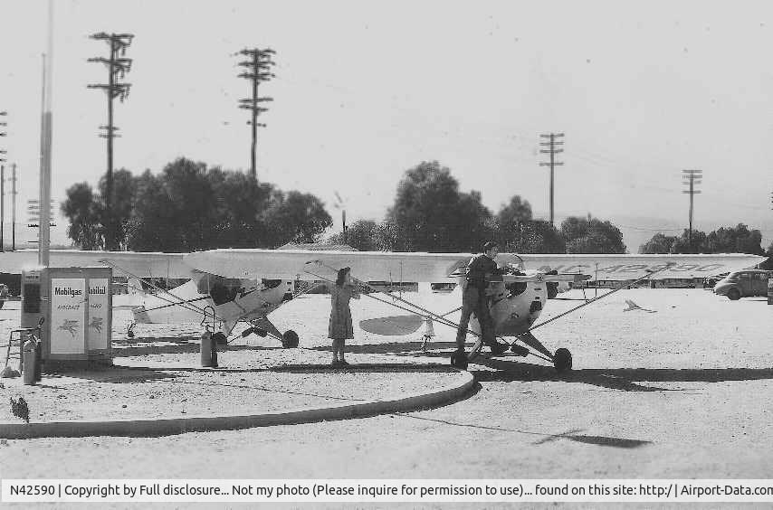 N42590, 1945 Piper J3C-65 Cub C/N 14873, Piper Cub N42590, circa late 1940's