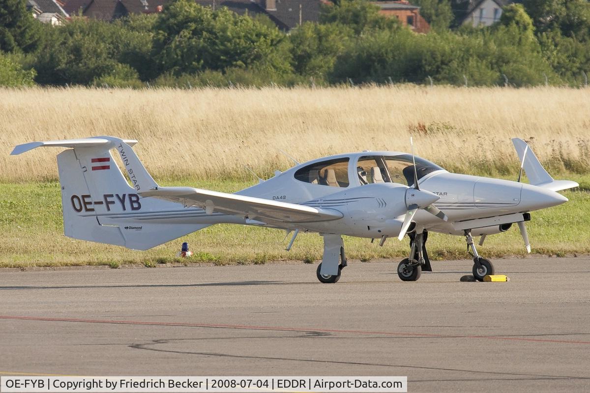 OE-FYB, Diamond DA-42 Twin Star C/N 42.365, refuelling and night stop at Saarbrücken