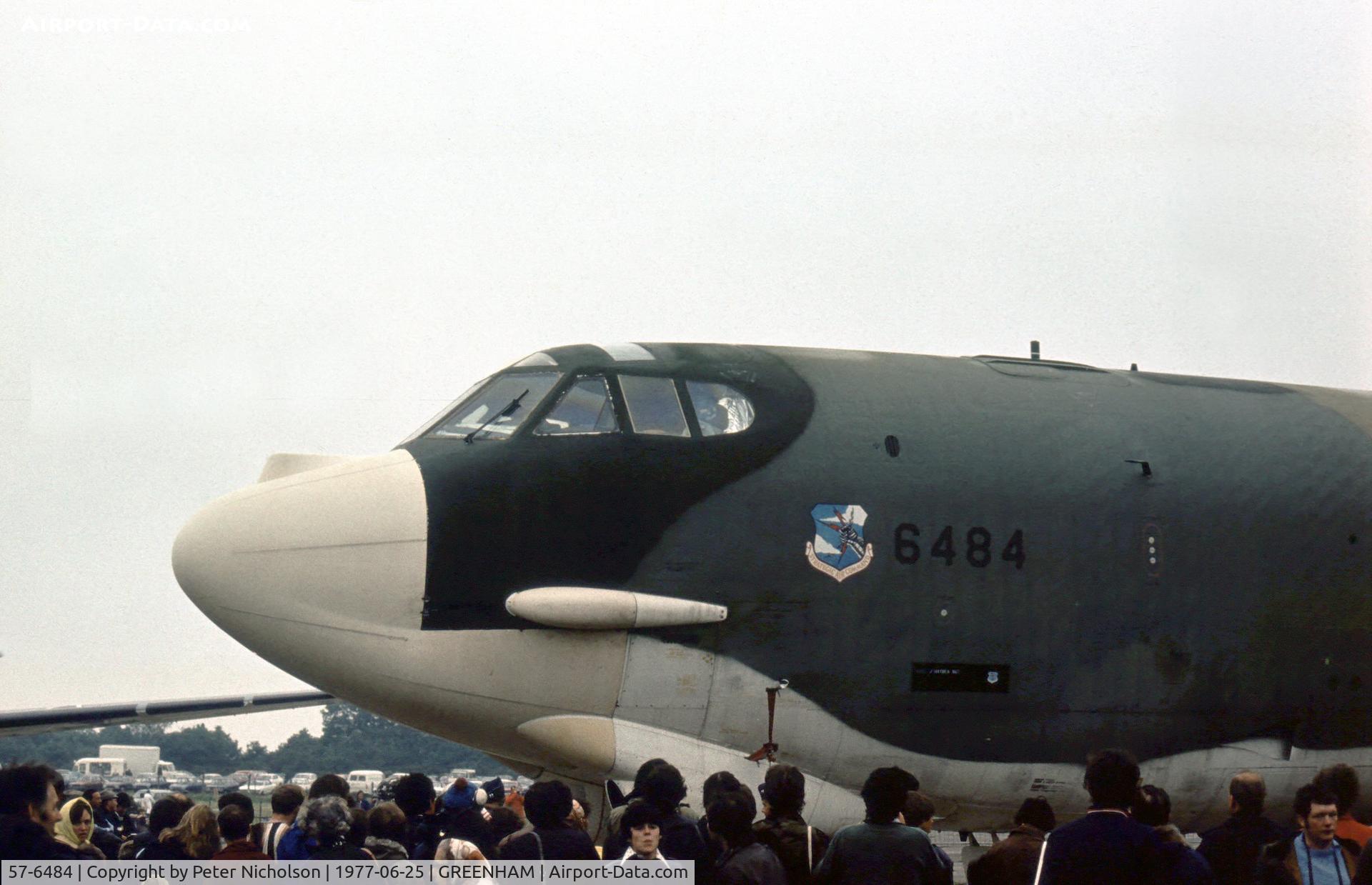 57-6484, 1957 Boeing B-52G Stratofortress C/N 464189, B-52G Stratofortress of 2nd Bomb Wing on display at the 1977 Intnl Air Tattoo at RAF Greenham Common.