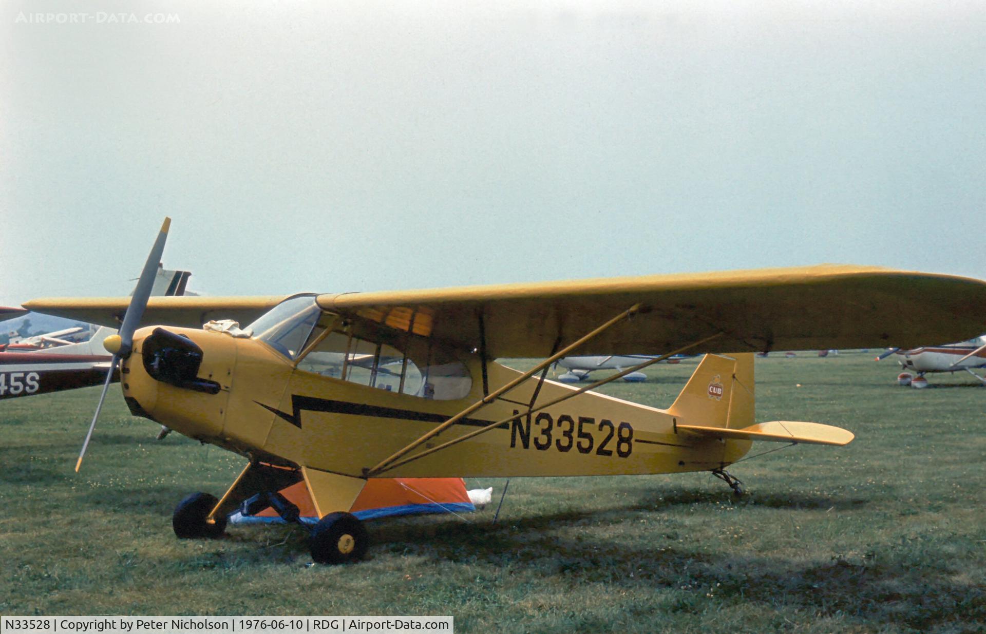 N33528, 1944 Piper J3C-65 Cub C/N 2362A, Piper J3C-65 Cub seen at the 1976 Reading Airshow.