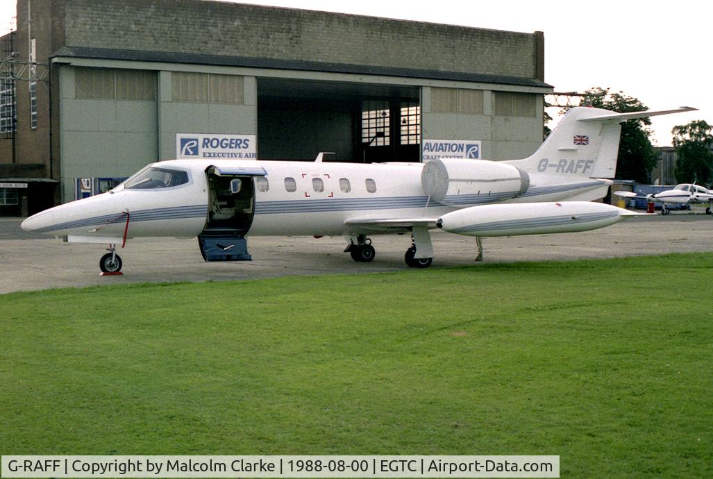 G-RAFF, 1983 Gates Learjet 35A C/N 35A-504, Gates Learjet 35A at Cranfield Airfield in 1988.