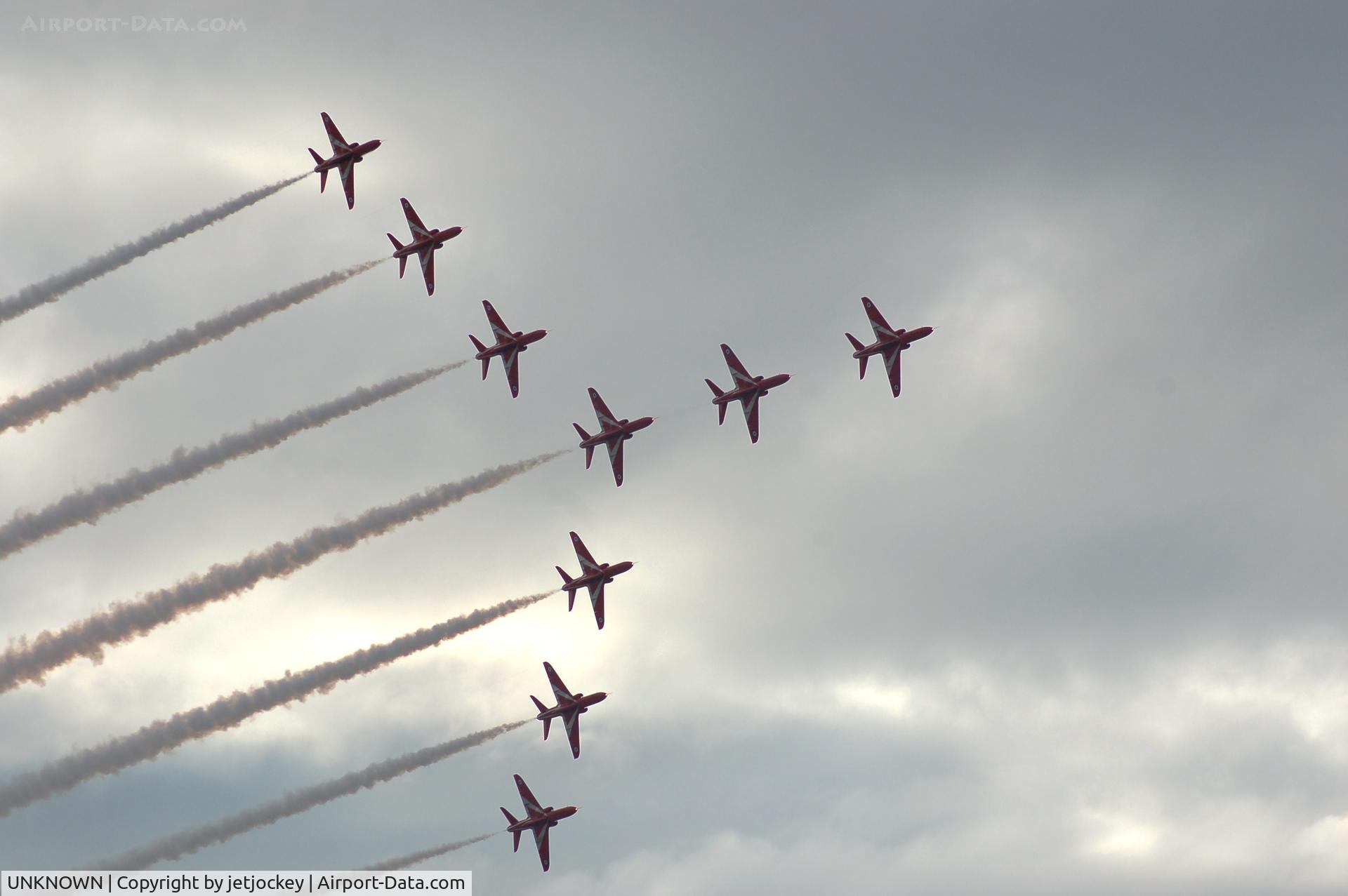 UNKNOWN, British Aerospace Hawk T1A C/N Unknown, Red Arrows IN Swan Formation Southport Air Show 2007