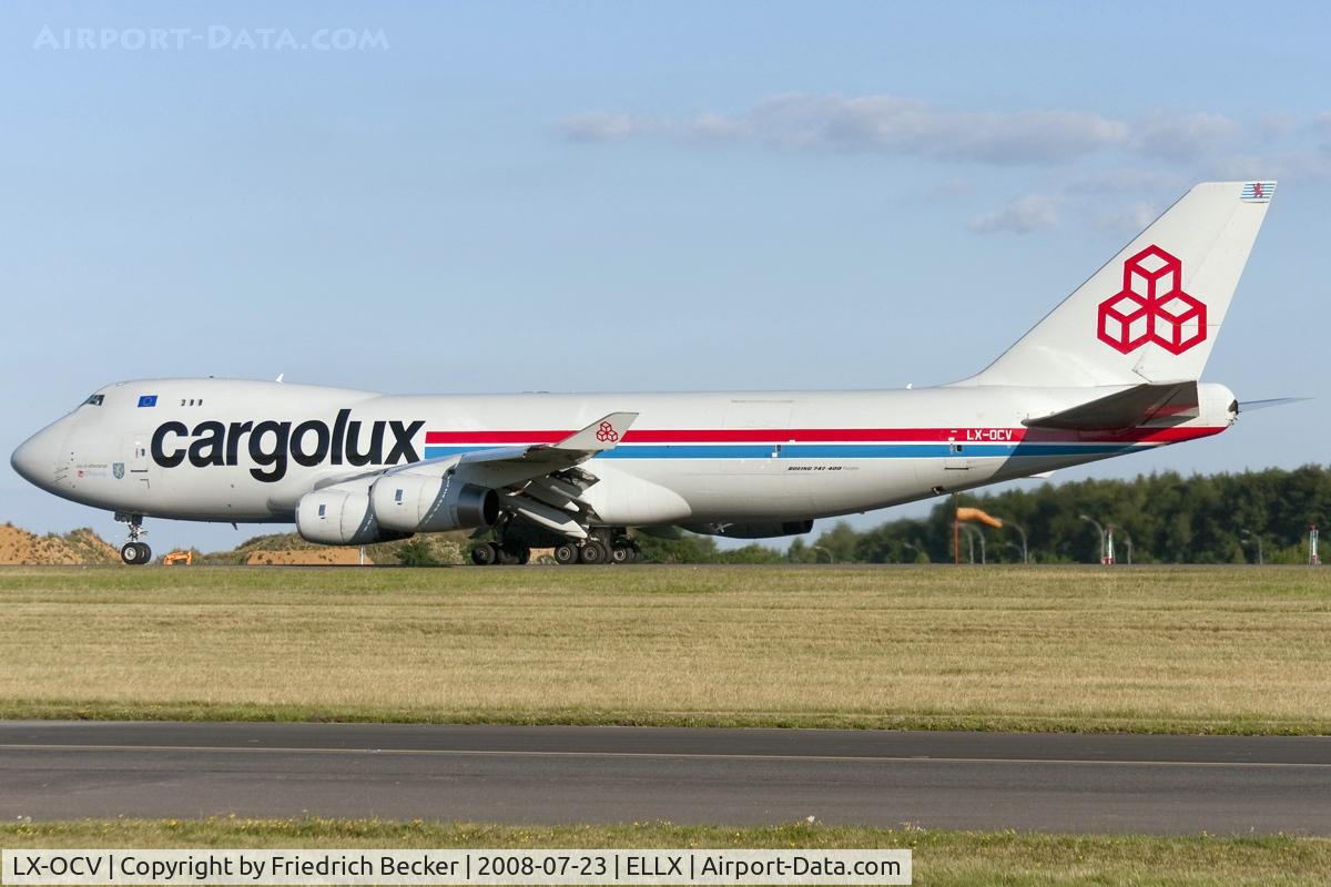 LX-OCV, 1999 Boeing 747-4R7F/SCD C/N 29731, departing Luxembourg via RW06