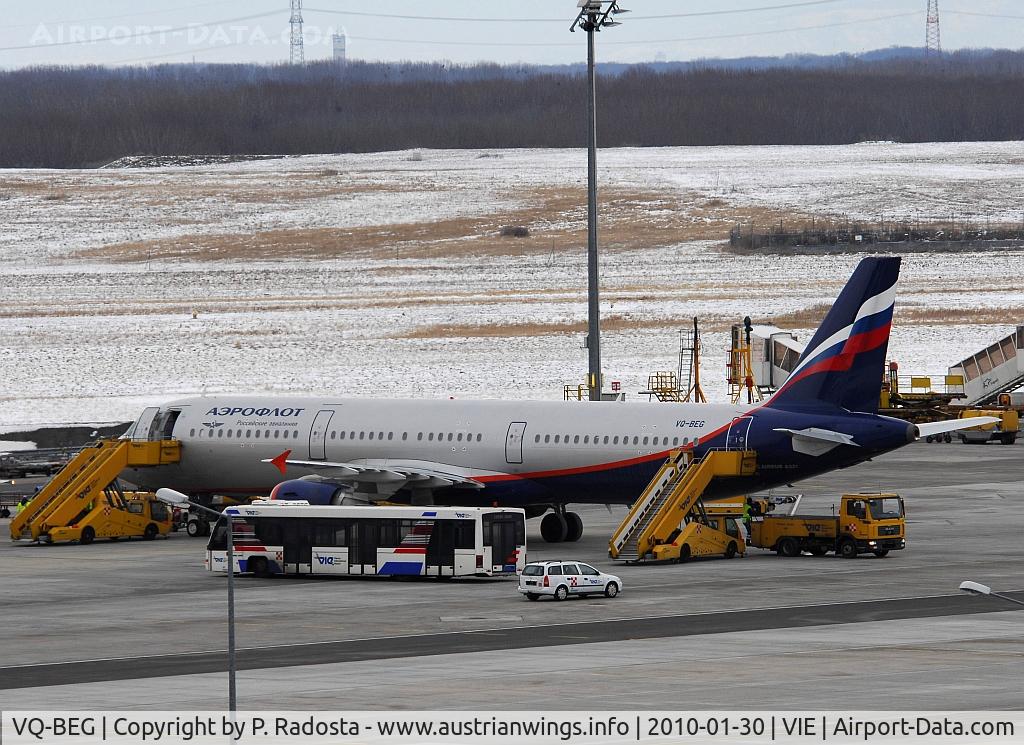 VQ-BEG, 2009 Airbus A321-211 C/N 4116, Aeroflot A 321 diverted to VIE d/t heavy snowfall at BUD