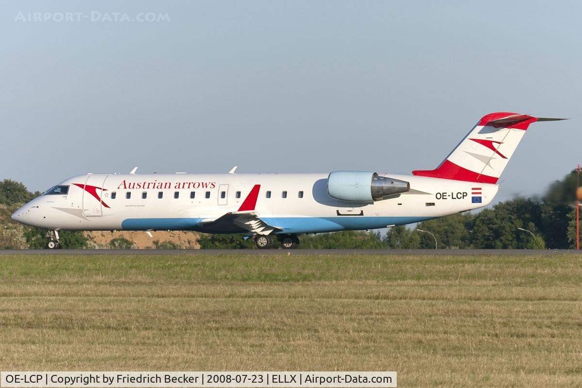 OE-LCP, 2001 Canadair CRJ-200LR (CL-600-2B19) C/N 7480, departing Luxembourg via RW06