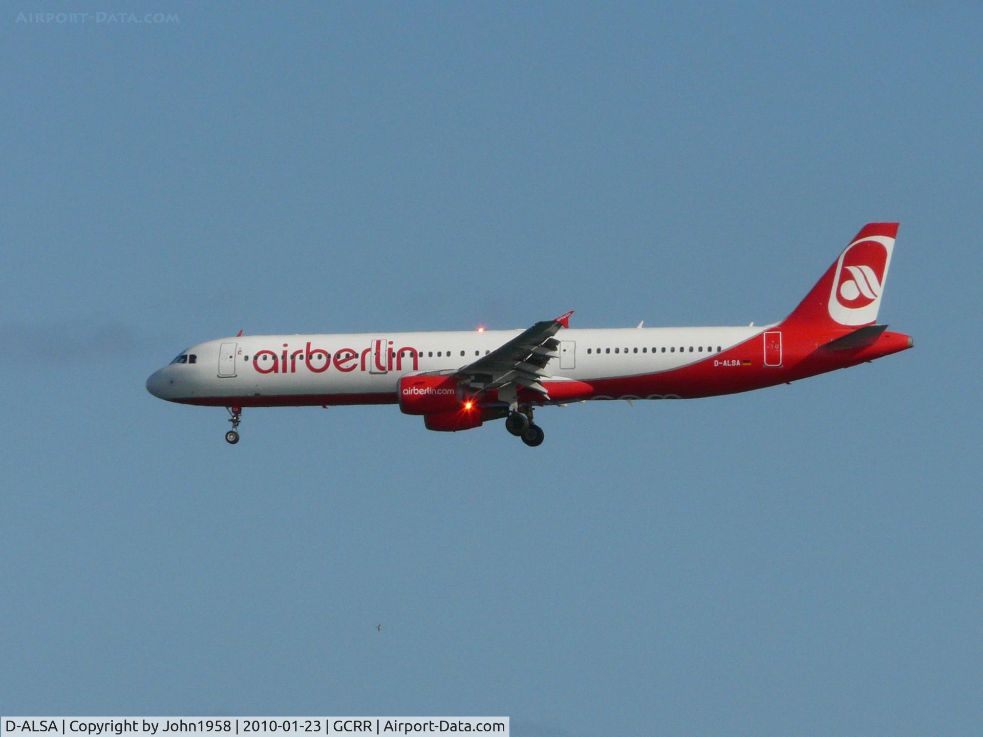 D-ALSA, 2001 Airbus A321-211 C/N 1629, About to land