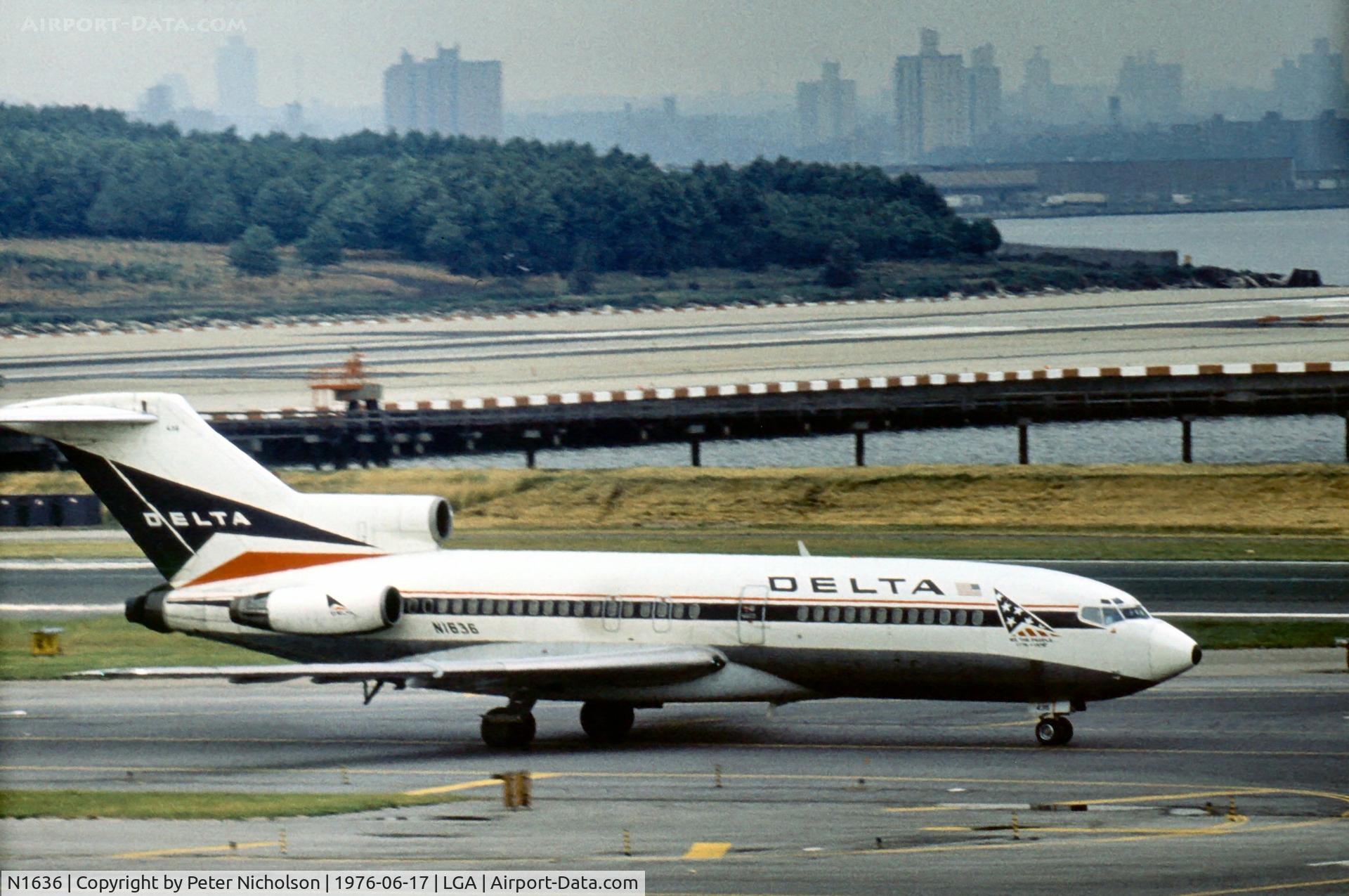 N1636, 1966 Boeing 727-95 C/N 19252, Boeing 727-95 of Delta Air Lines at La Guardia in the Summer of 1976.