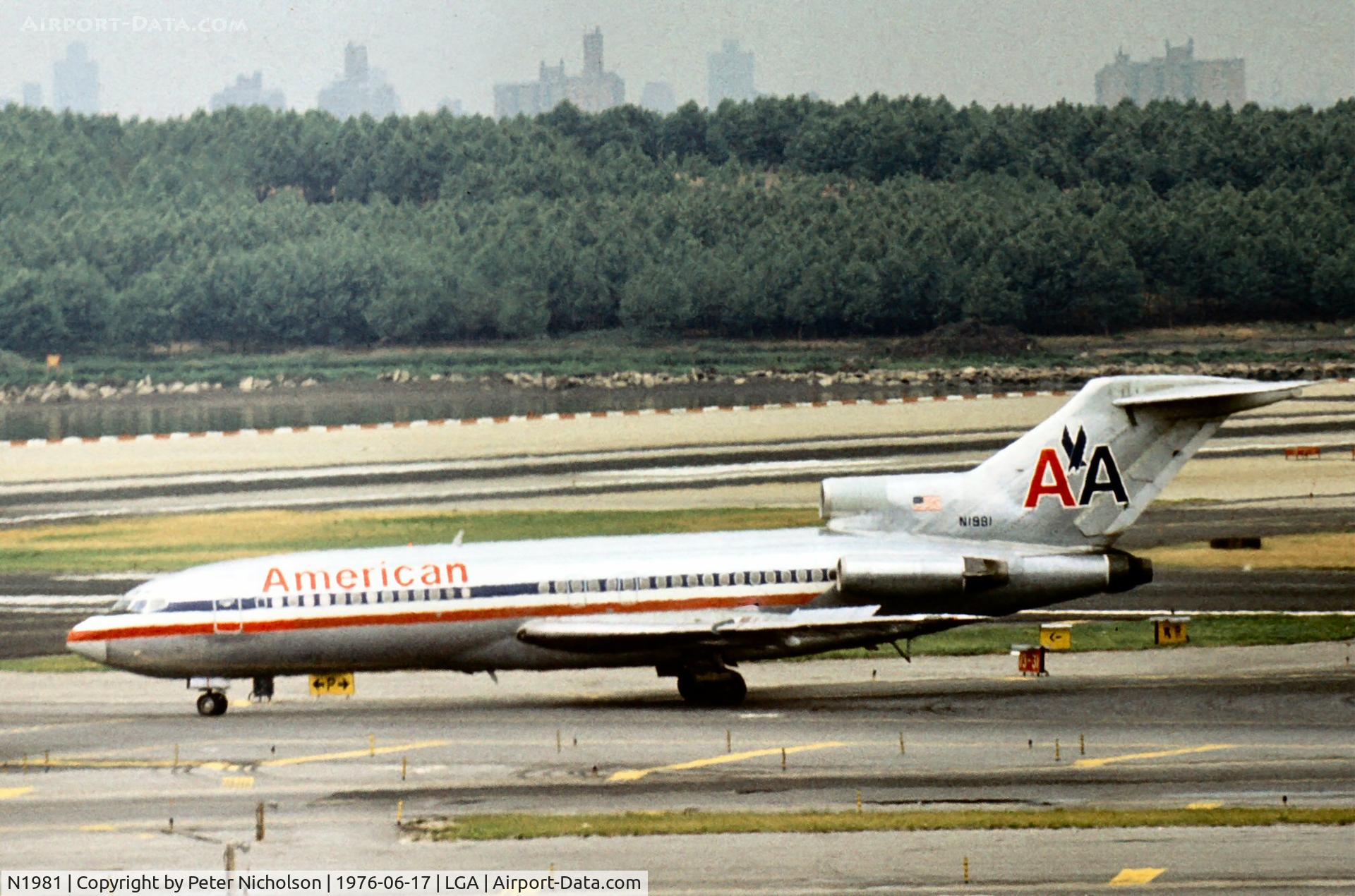 N1981, 1964 Boeing 727-23 C/N 18437, Boeing 727-23 of American Airlines at La Guardia in the Summer of 1976.