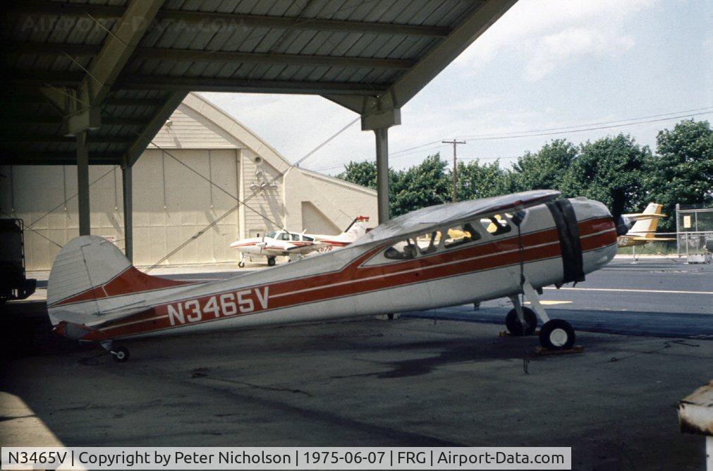N3465V, 1948 Cessna 195 C/N 7162, Cessna 195 parked at Republic Airport, Long Island in the Summer of 1975.
