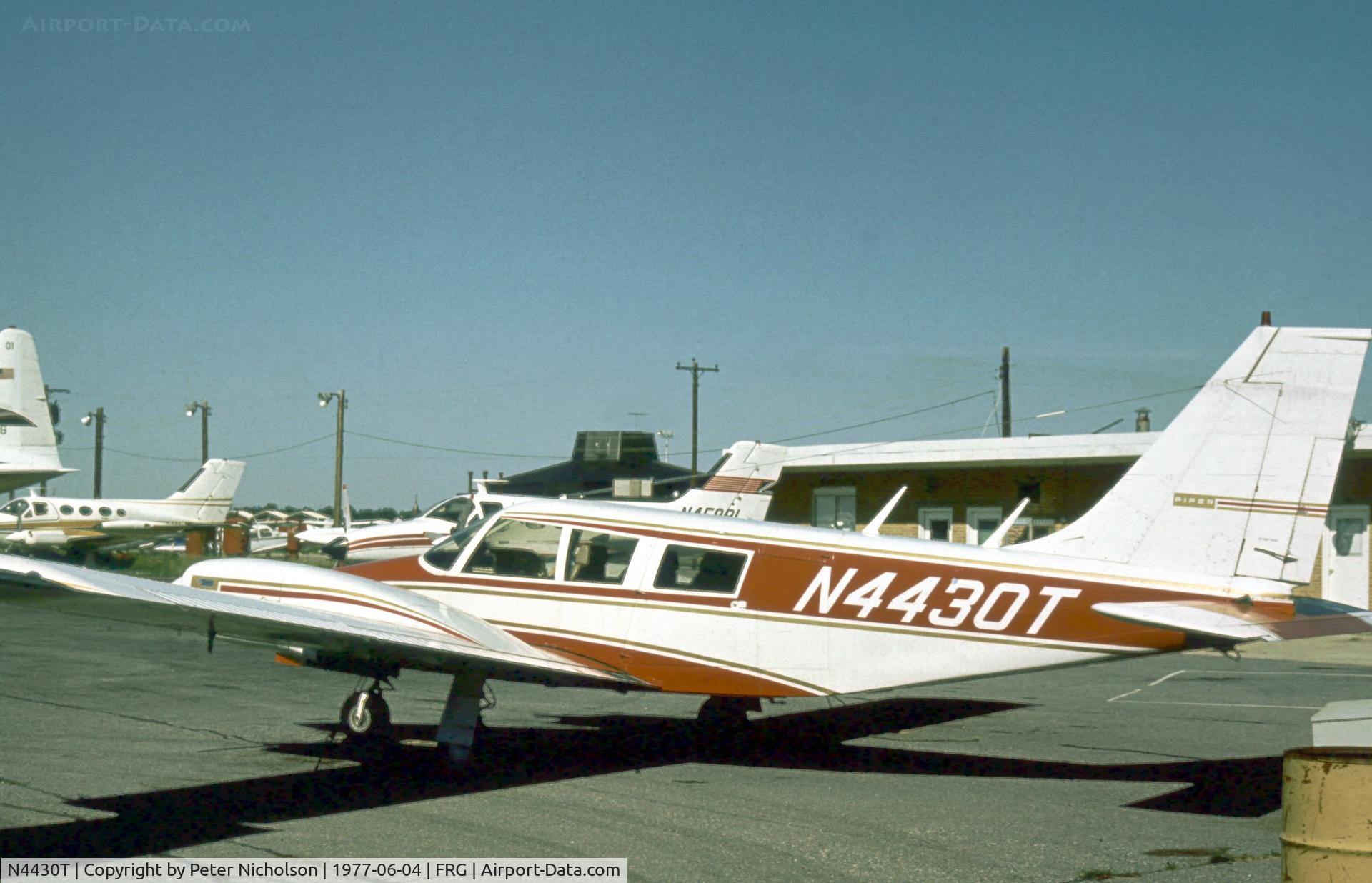 N4430T, 1972 Piper PA-34-200 C/N 34-7250094, PA-34 Seneca seen at Republic Airport, Long Island in the Summer of 1977.