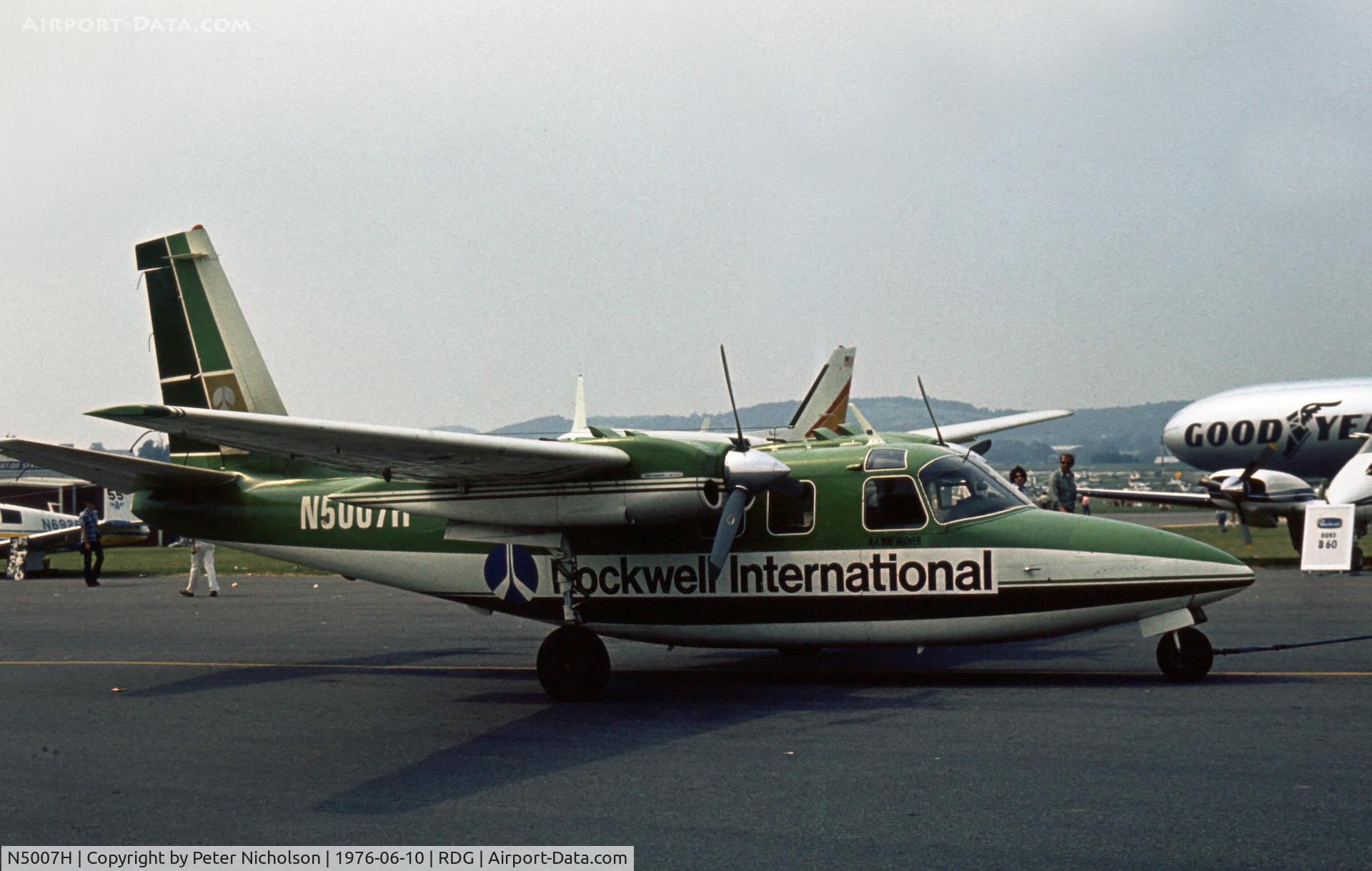 N5007H, 1973 Aero Commander 500S Shrike Commander Shrike Commander C/N 3117, Rockwell demonstrated this Commander 500S at the 1976 Reading Airshow.