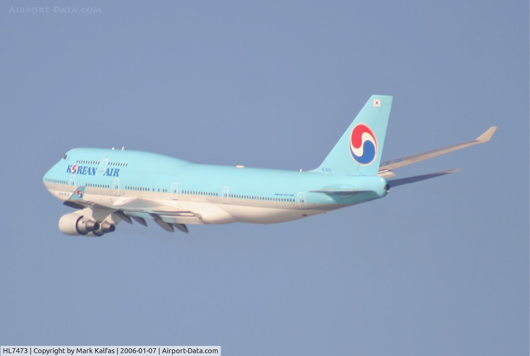 HL7473, 1996 Boeing 747-4B5 C/N 28335, Korean Airlines Boeing 747-4B5, 25R departure KLAX.