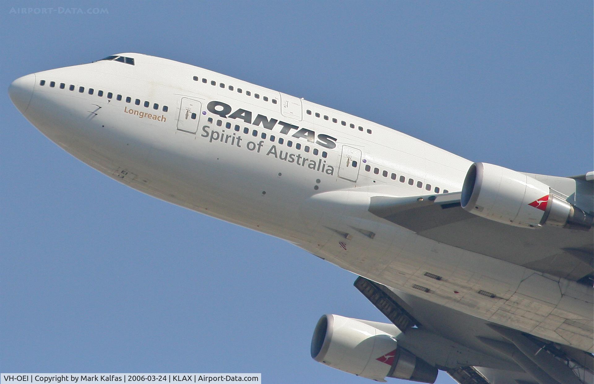 VH-OEI, 2003 Boeing 747-438/ER C/N 32913, Qantas Boeing 747-438, 25R departure KLAX.