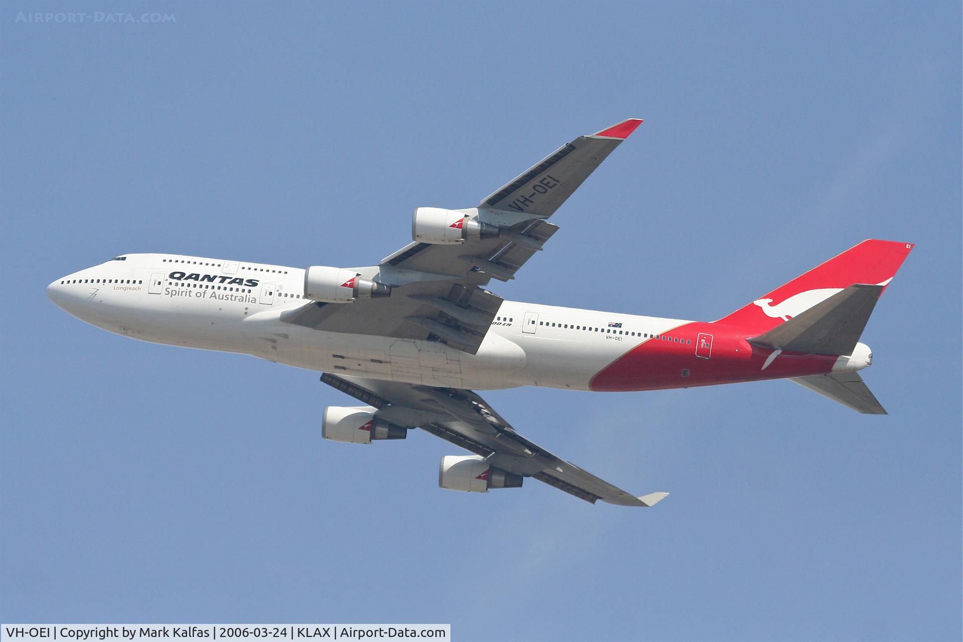VH-OEI, 2003 Boeing 747-438/ER C/N 32913, Qantas Boeing 747-438, 25R departure KLAX.