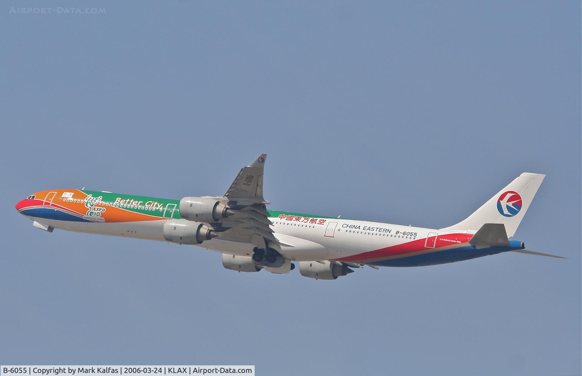 B-6055, 2004 Airbus A340-642 C/N 586, China Eastern A340-642 , 25R departure KLAX.