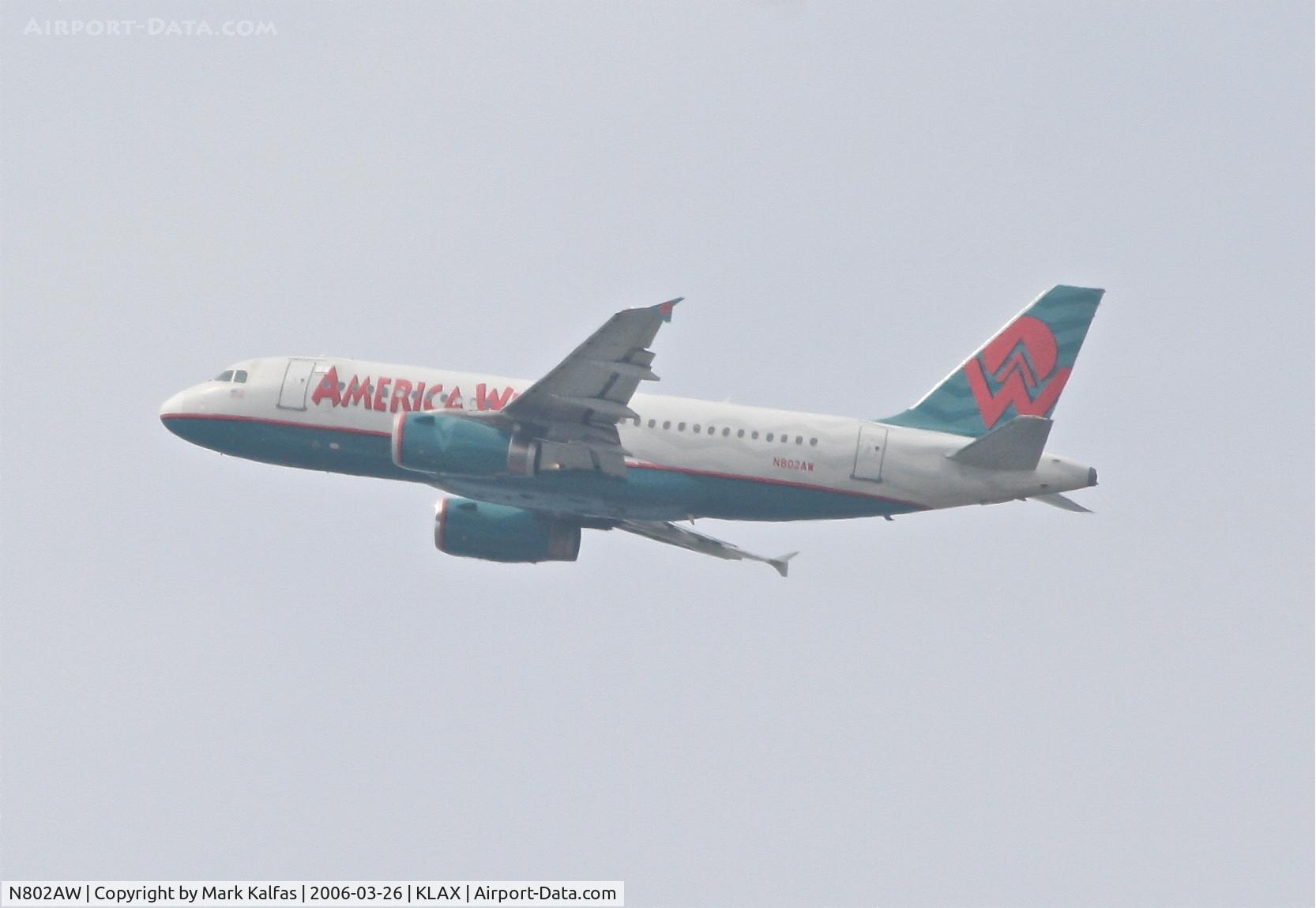 N802AW, 1998 Airbus A319-132 C/N 0924, America West  A319-132, 24L departure KLAX.