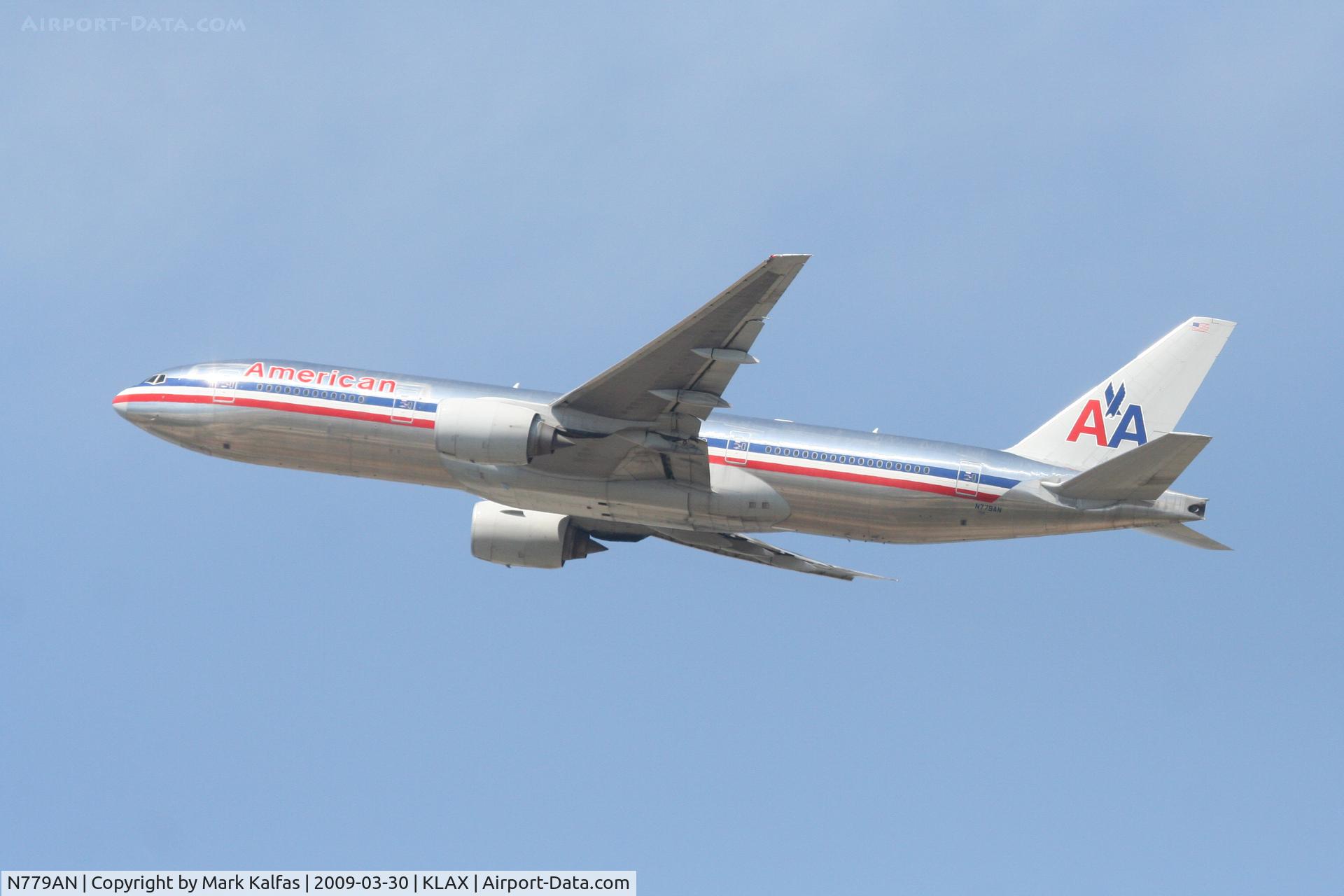 N779AN, 1999 Boeing 777-223 C/N 29955, American Airlines Boeing 777-223, 25R departure KLAX.
