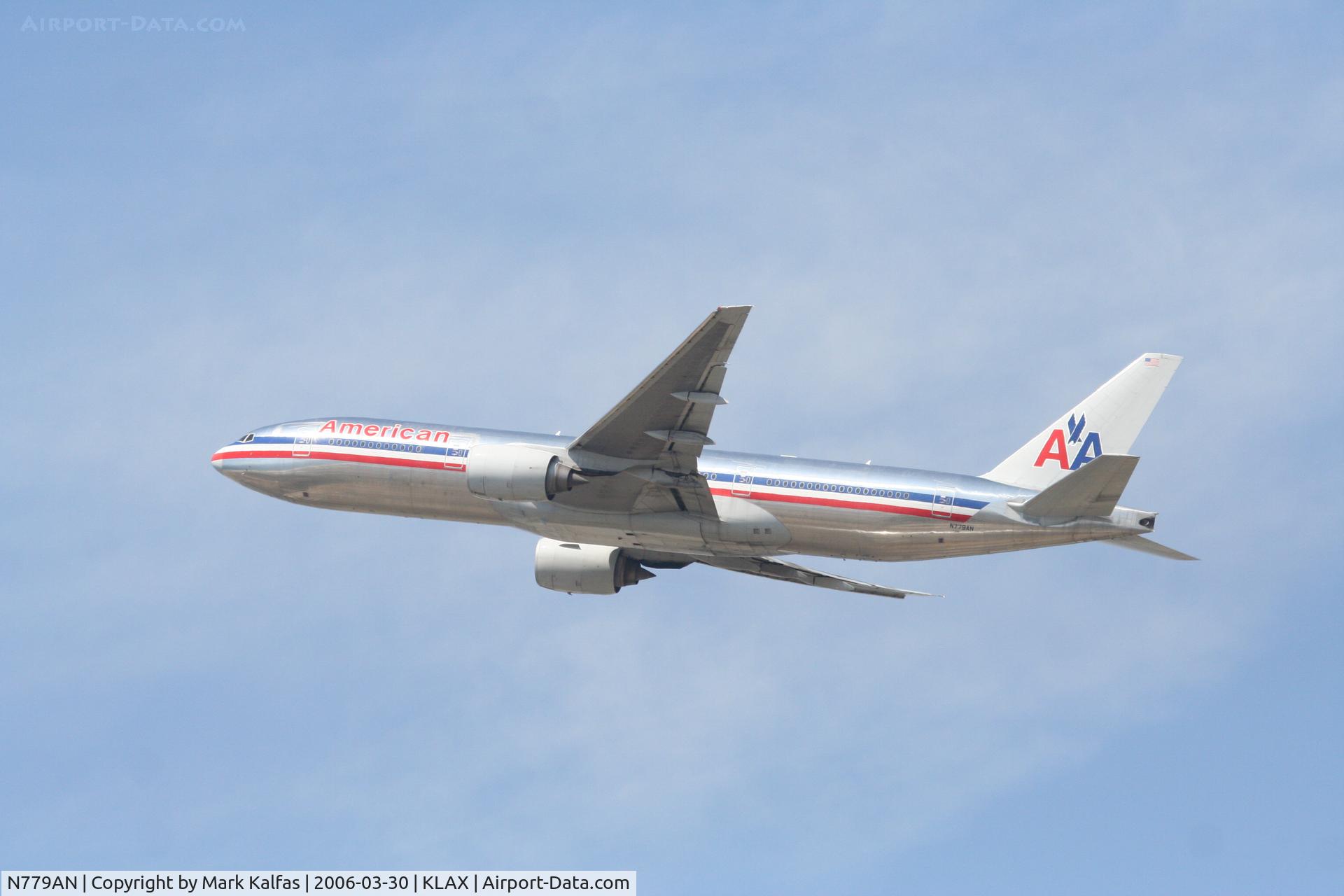 N779AN, 1999 Boeing 777-223 C/N 29955, American Airlines Boeing 777-223, 25R departure KLAX.