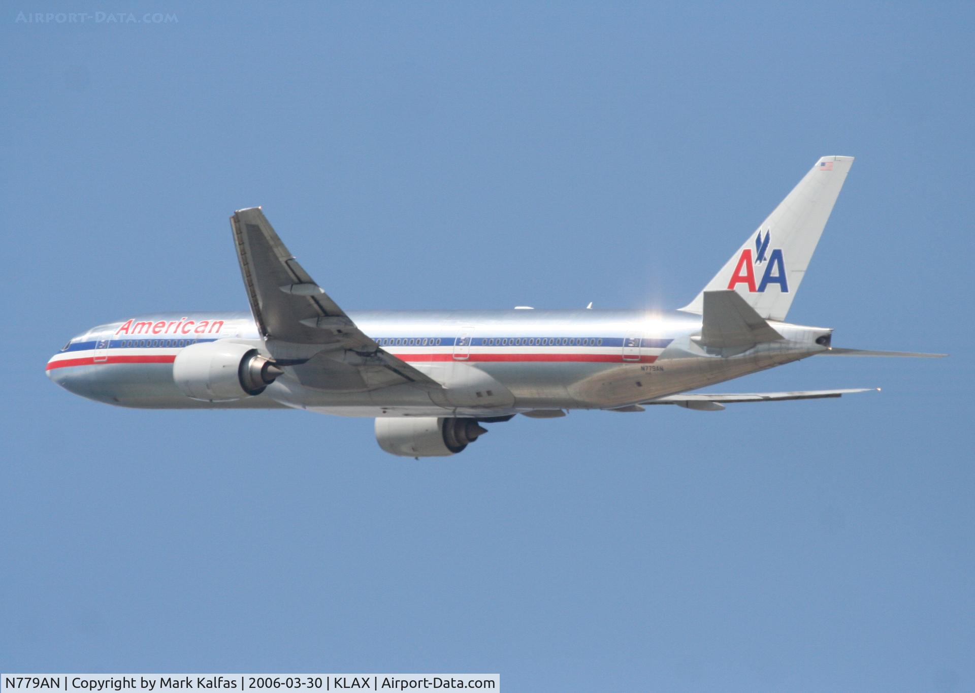 N779AN, 1999 Boeing 777-223 C/N 29955, American Airlines Boeing 777-223, 25R departure KLAX.