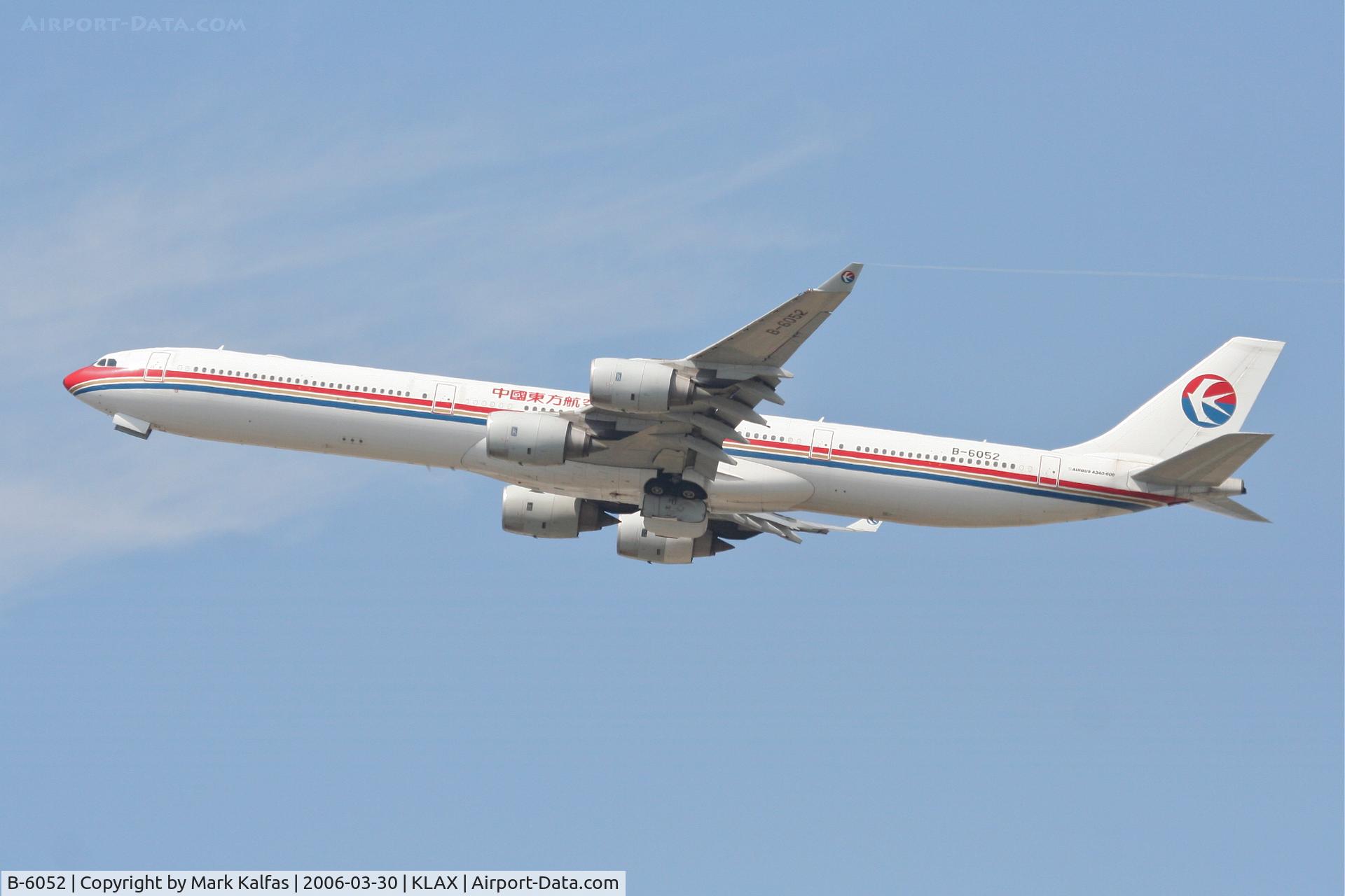 B-6052, 2003 Airbus A340-642 C/N 514, China Eastern A340-642 , 25R departure KLAX.