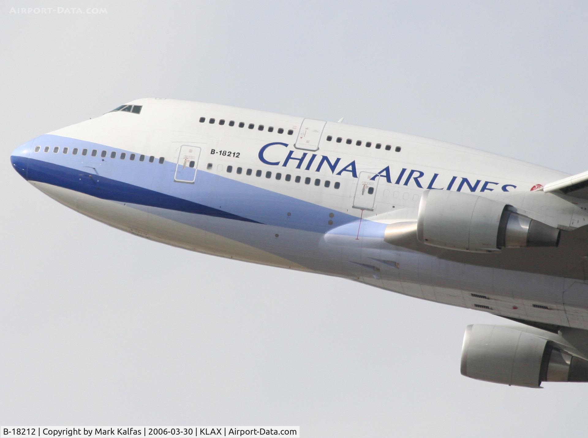 B-18212, 2005 Boeing 747-409 C/N 33736, China Airlines Boeing 747-409, 25R departure KLAX.