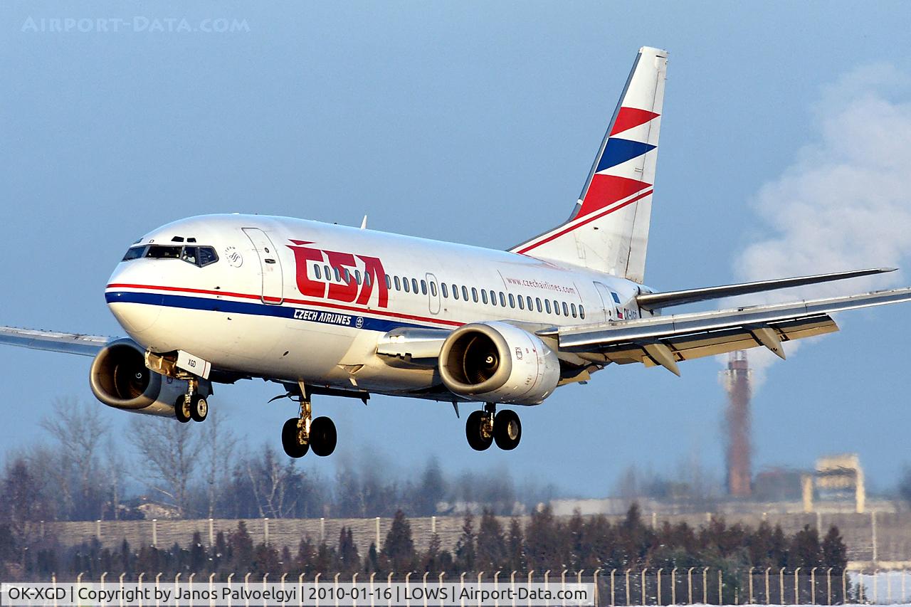 OK-XGD, 1992 Boeing 737-55D C/N 26542/2337, CSA Czech Airlines Boeing B737-55S landing in LOWS/SZG