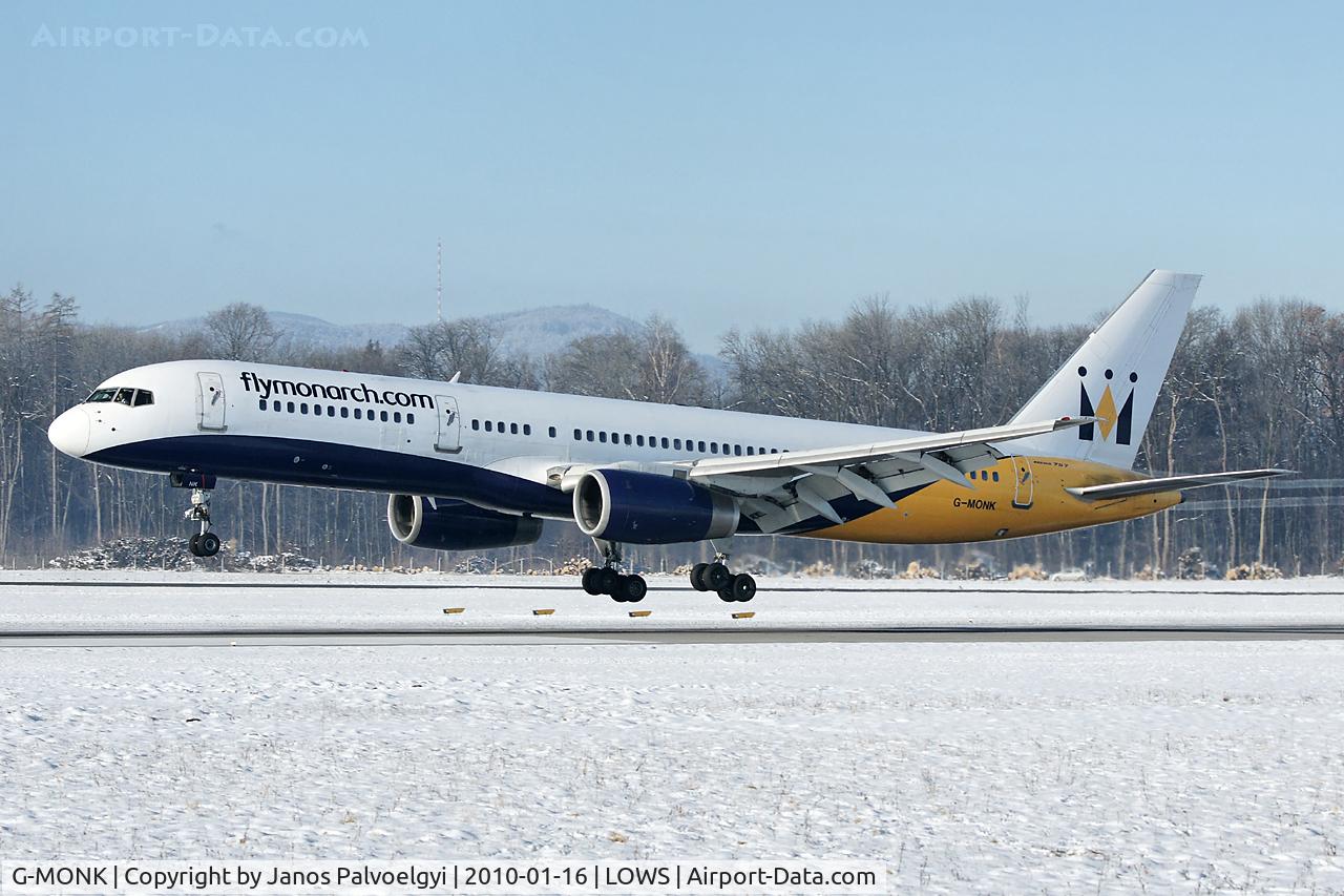G-MONK, 1988 Boeing 757-2T7 C/N 24105, Monarch Airlines Boeing B757-2T7 landing in LOWS/SZG