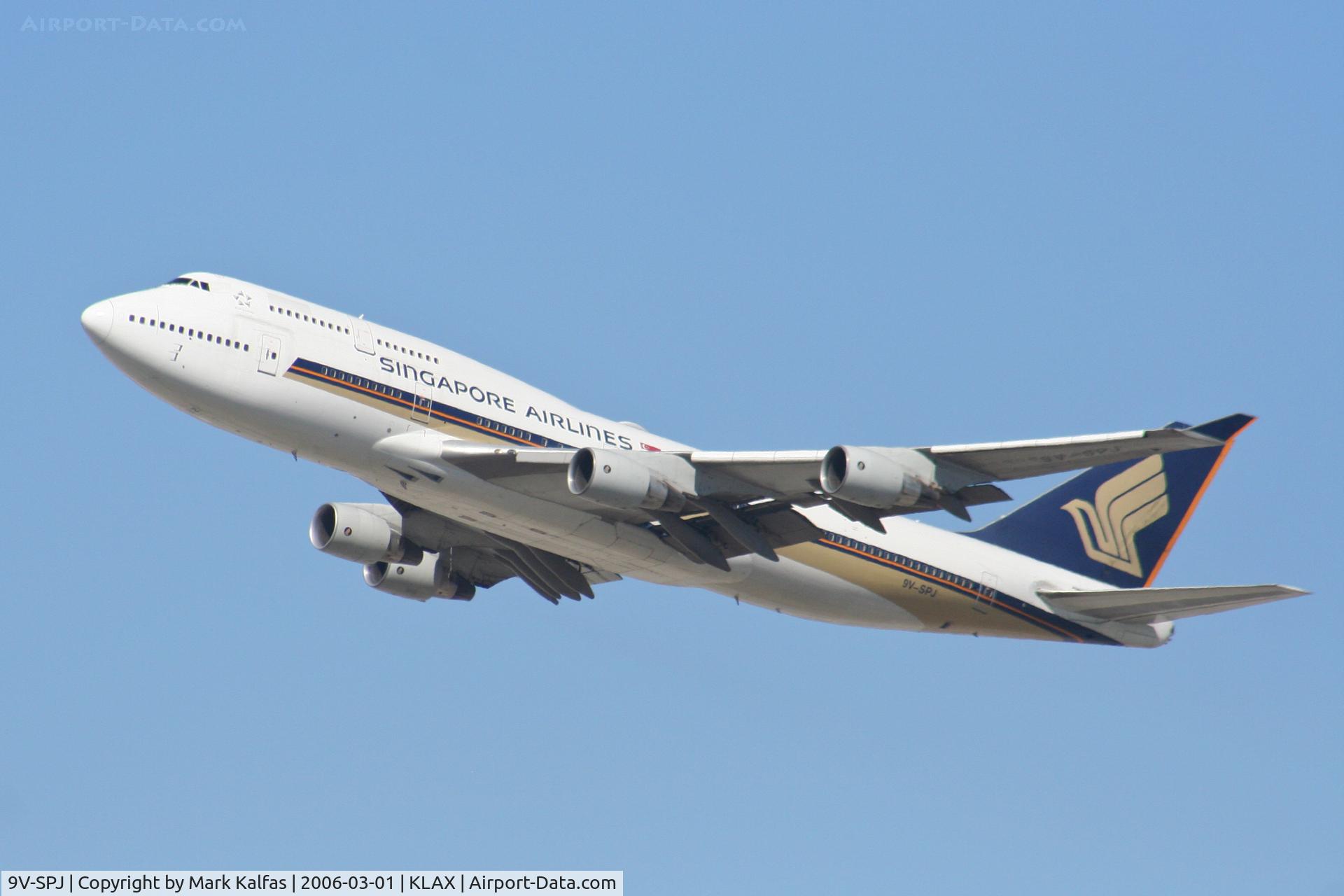9V-SPJ, 1996 Boeing 747-412 C/N 26556, Singapore Boeing 747-412,  25L departure KLAX.