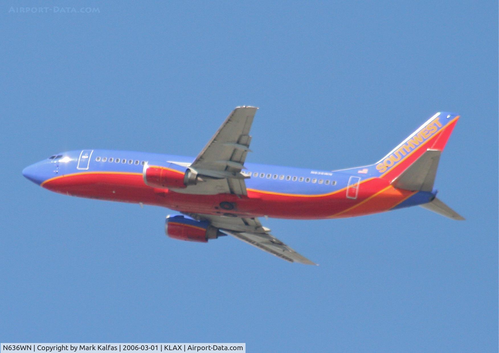 N636WN, 1996 Boeing 737-3H4 C/N 27709, Southwest Boeing 737-3H4, 25R departure KLAX.
