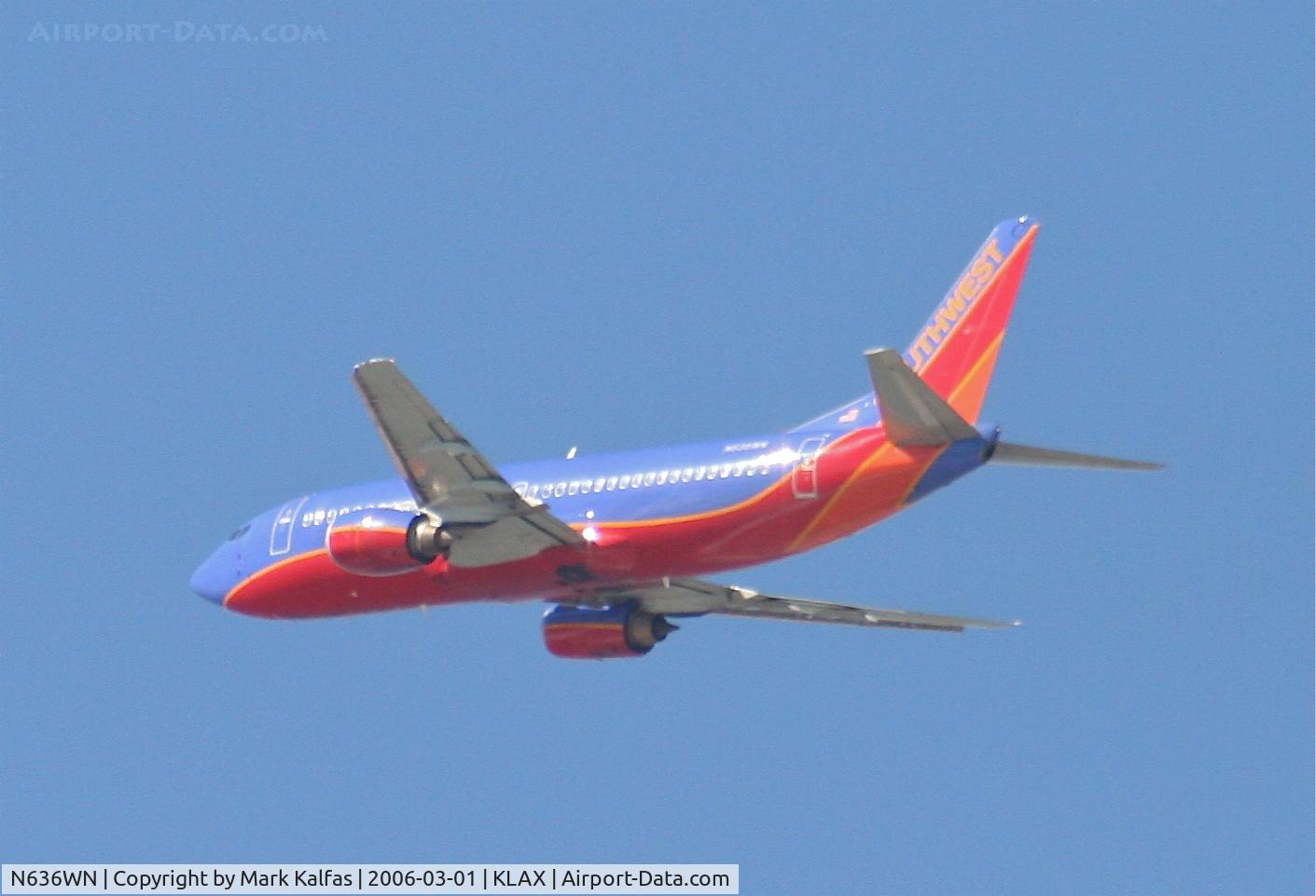N636WN, 1996 Boeing 737-3H4 C/N 27709, Southwest Boeing 737-3H4, 25R departure KLAX.
