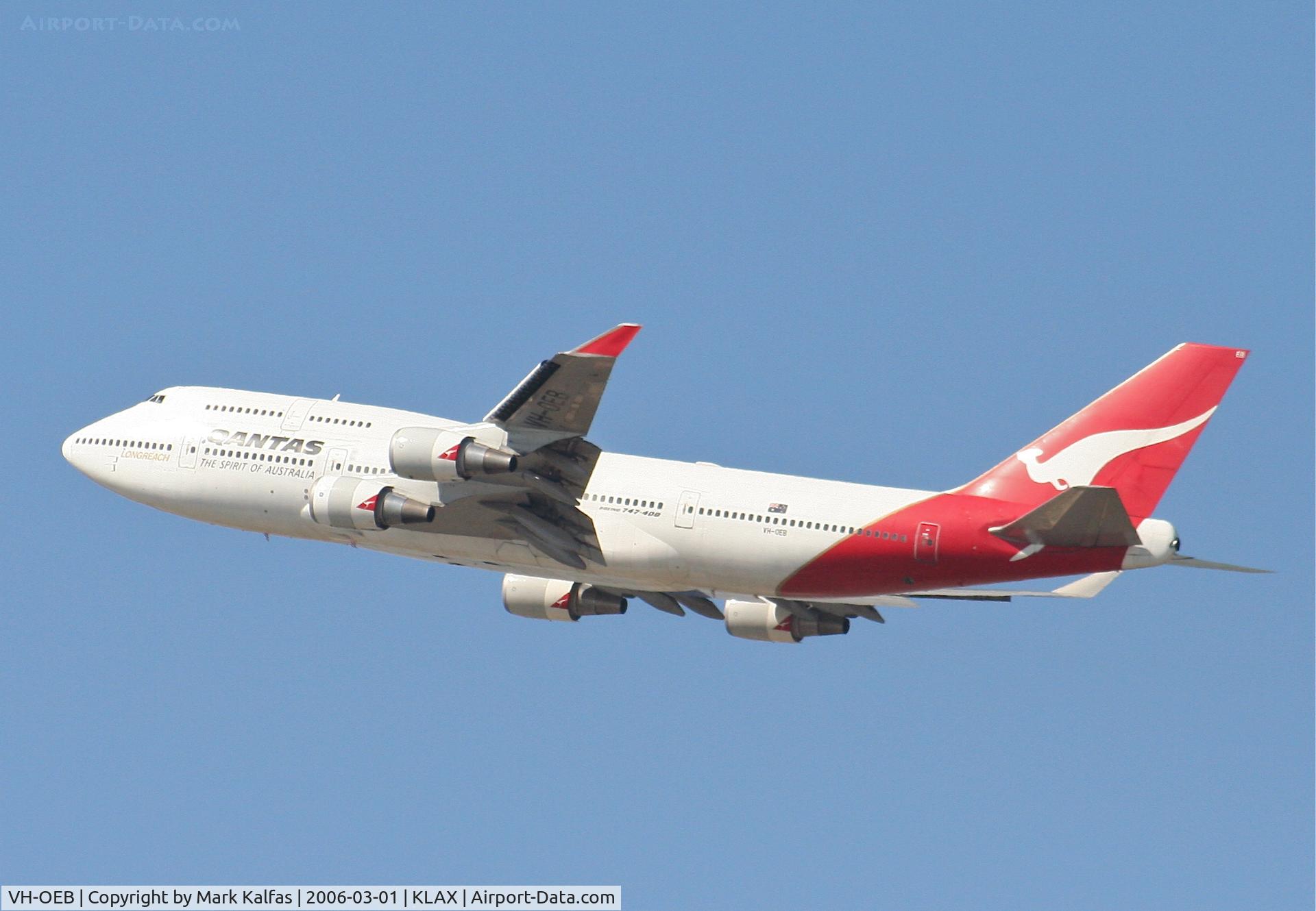 VH-OEB, 1993 Boeing 747-48E C/N 25778, Qantas Boeing 747-48E, 25R departure KLAX.