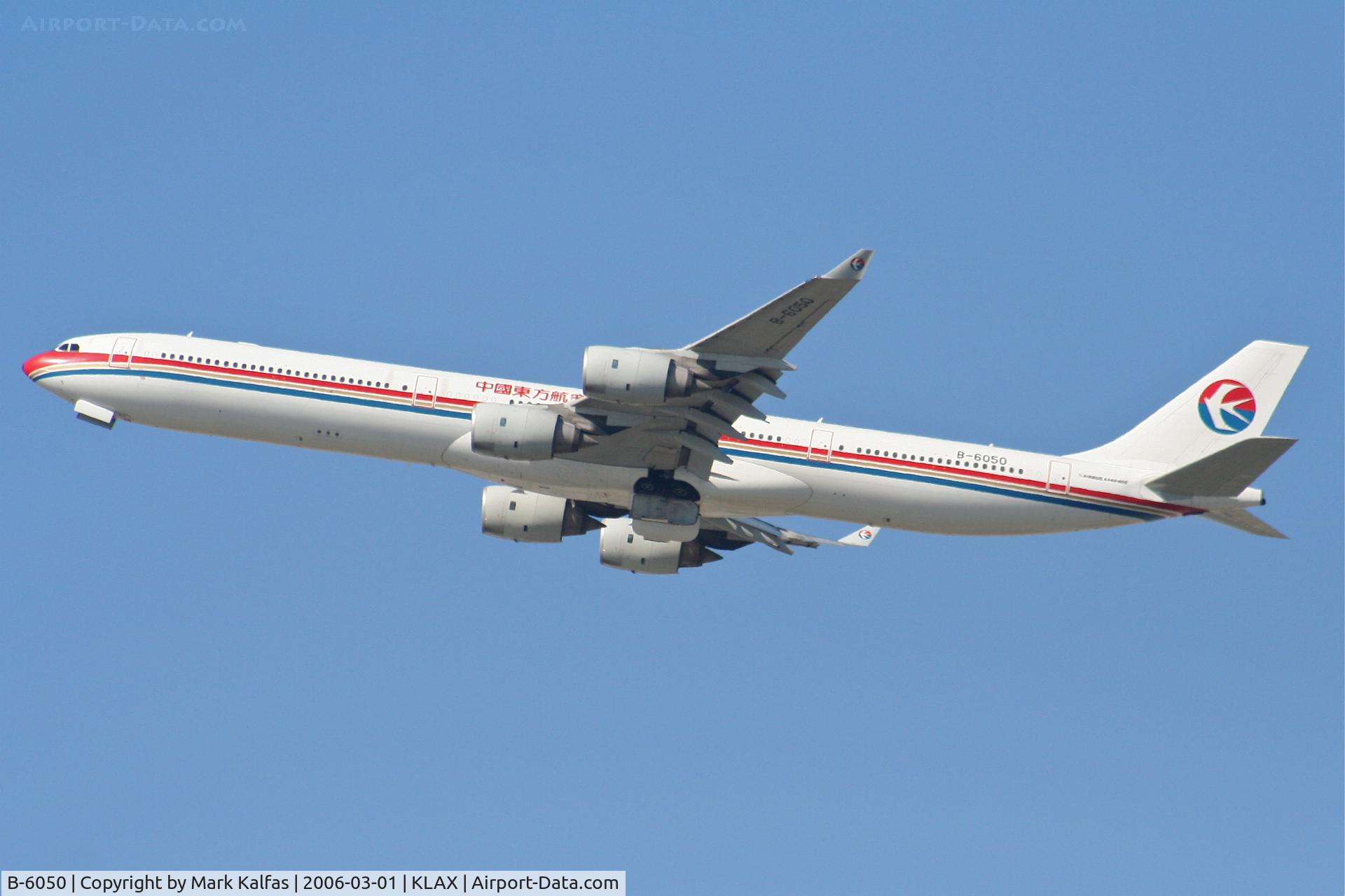 B-6050, 2002 Airbus A340-642 C/N 468, China Eastern A340-642, 25R departure KLAX.