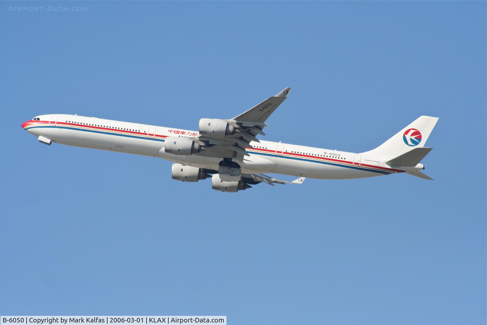 B-6050, 2002 Airbus A340-642 C/N 468, China Eastern A340-642, 25R departure KLAX.