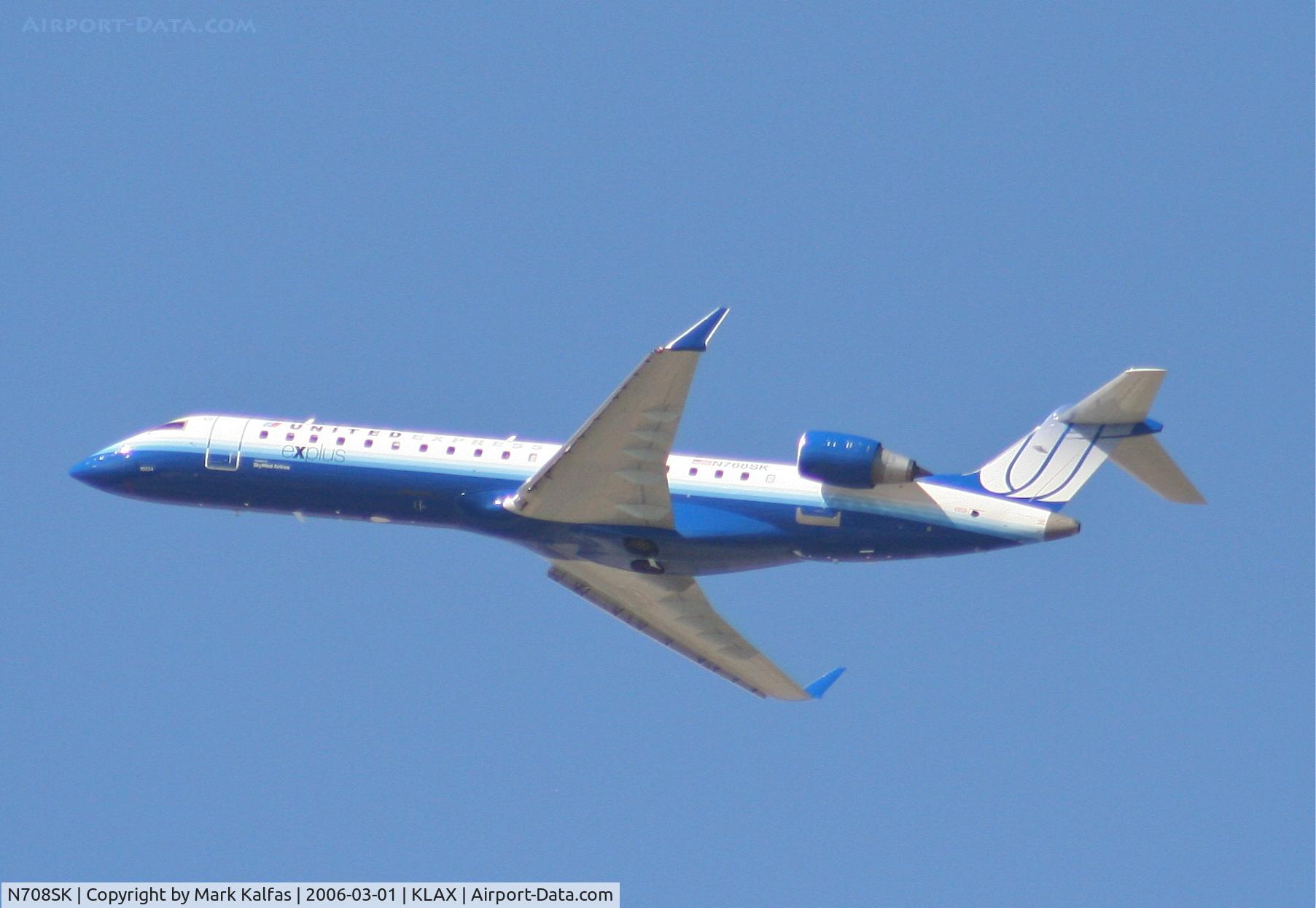 N708SK, 2004 Bombardier CRJ-701ER (CL-600-2C10) Regional Jet C/N 10156, SkyWest CL-600-2C10, 25R departure KLAX.